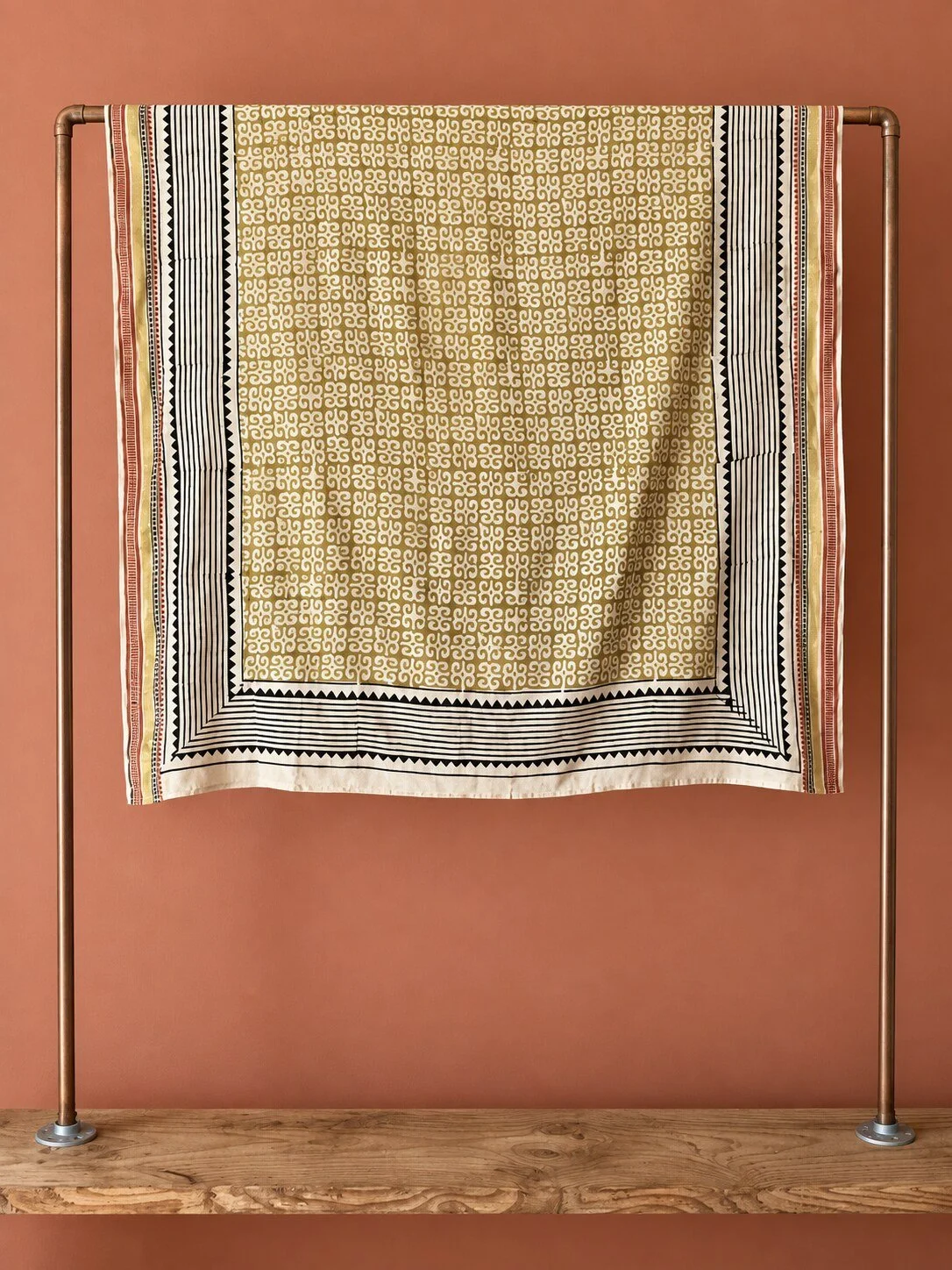 Gold-Trim Cotton Scarf