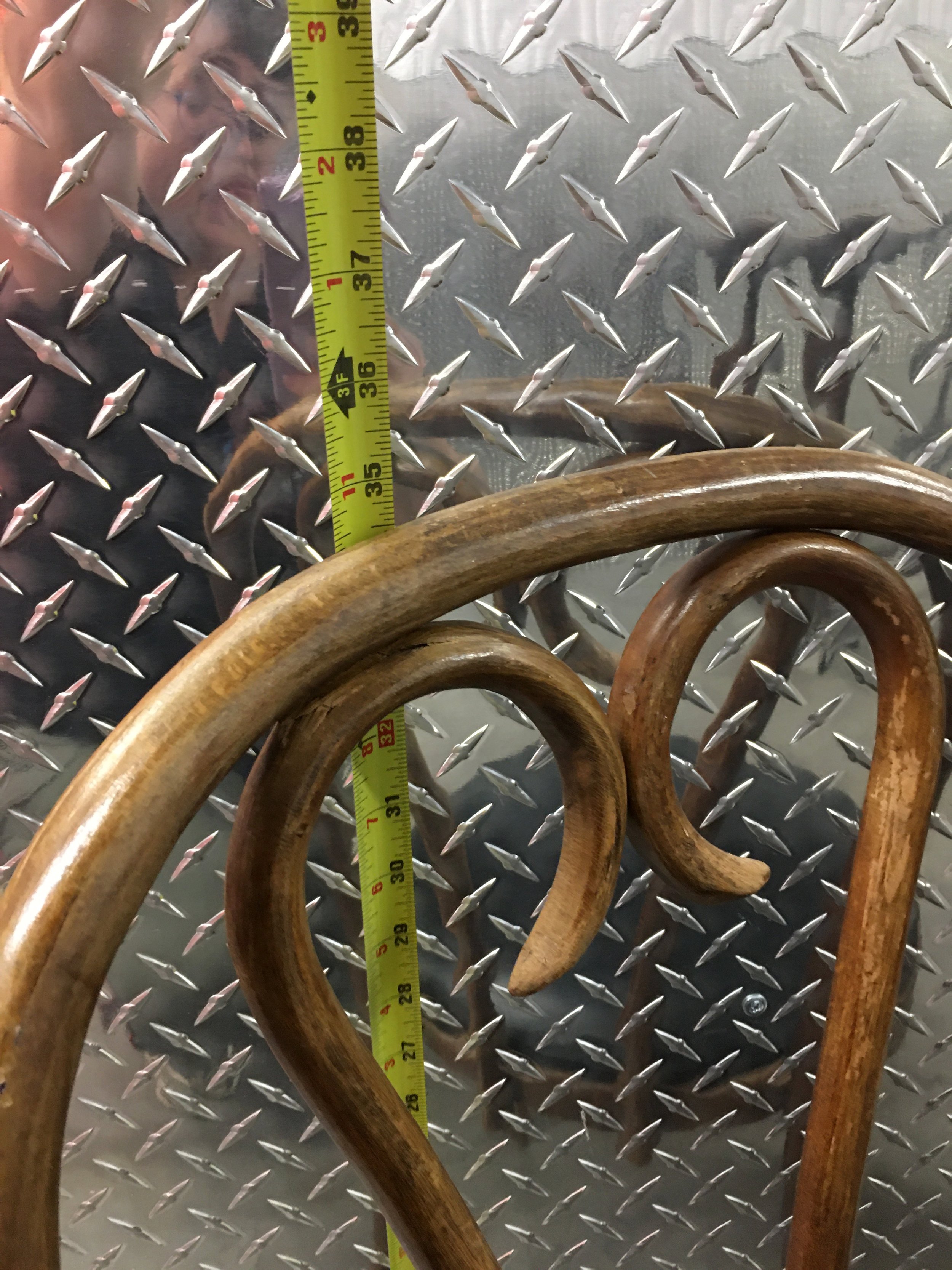 closeup back bent wood cafe chair