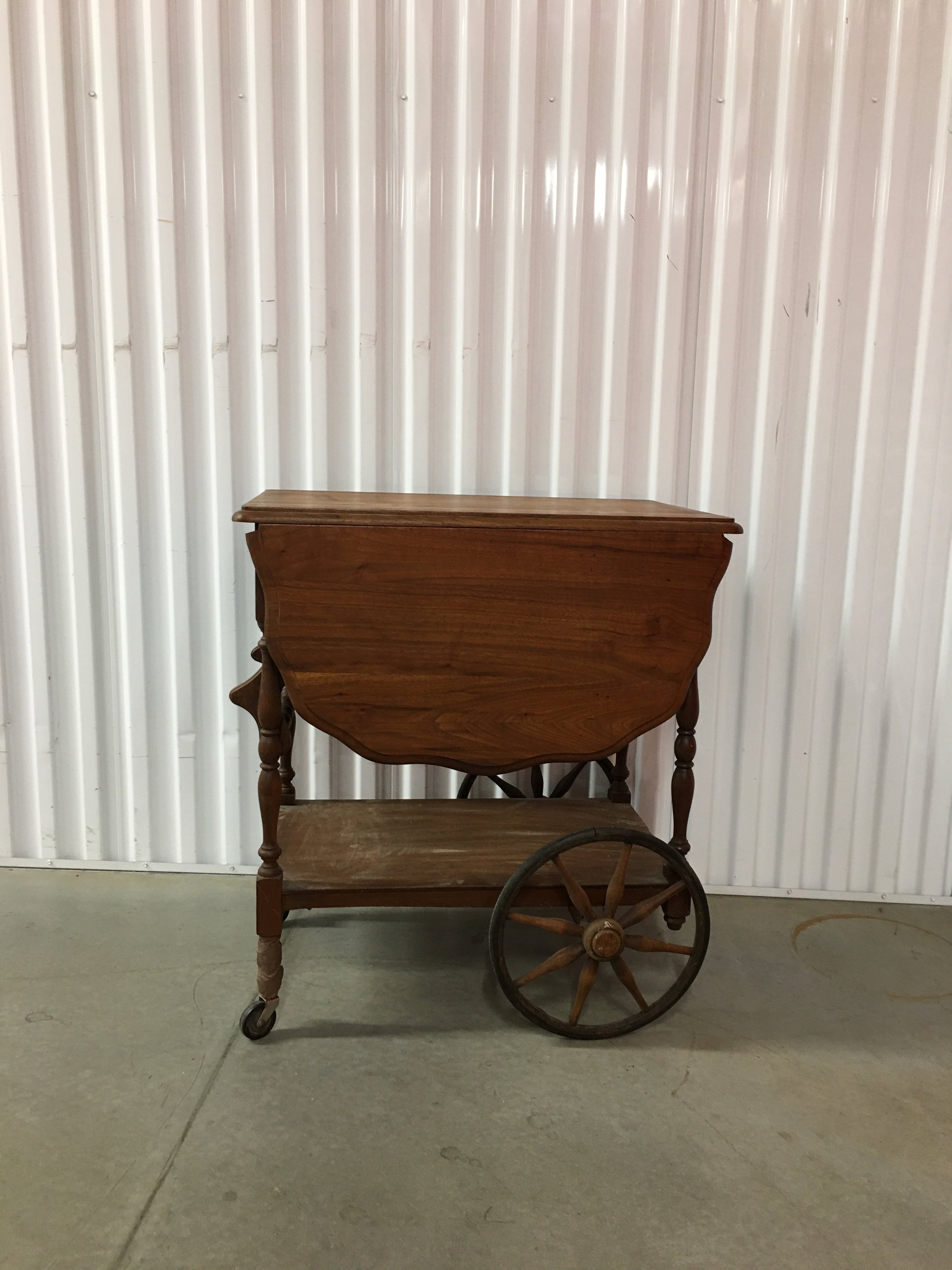 wood bar cart leaves down