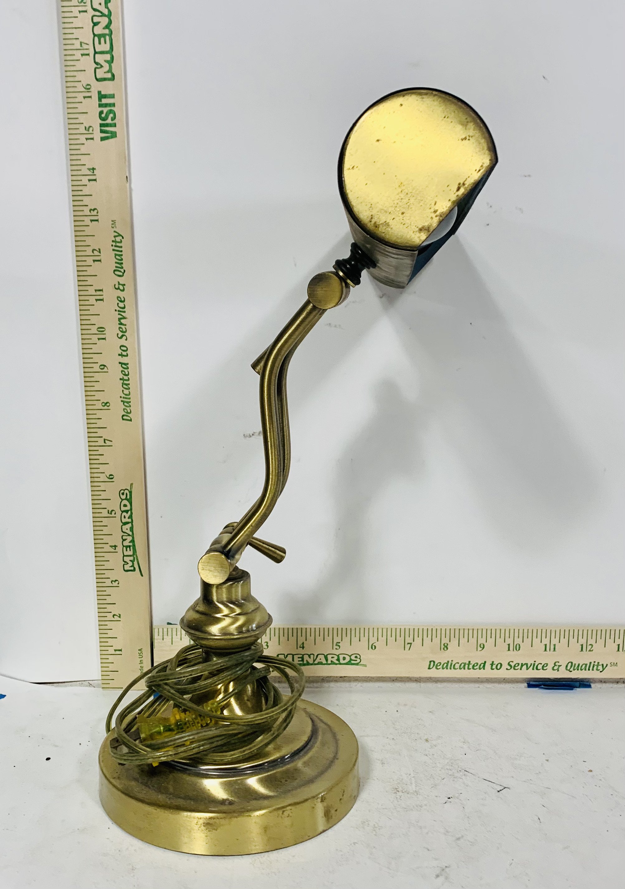 side view brass desk lamp
