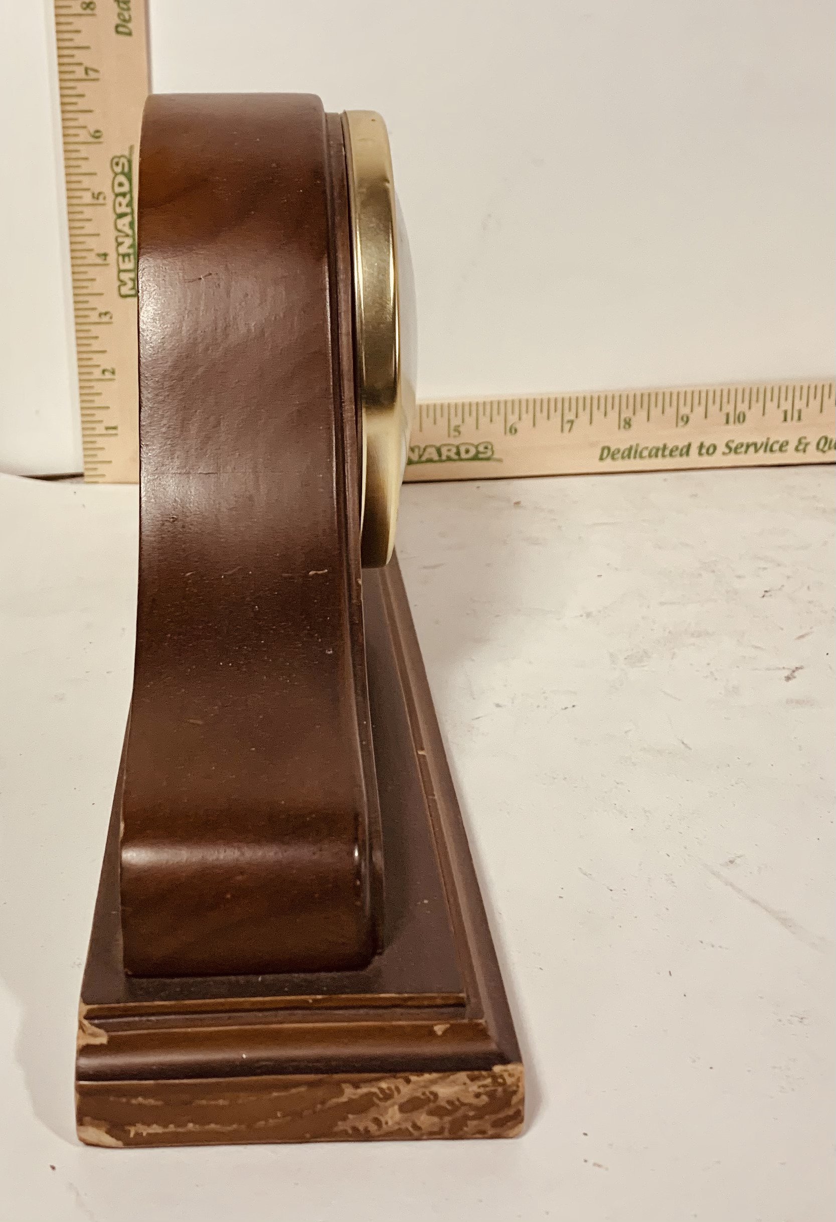 Side view medium wood mantel clock