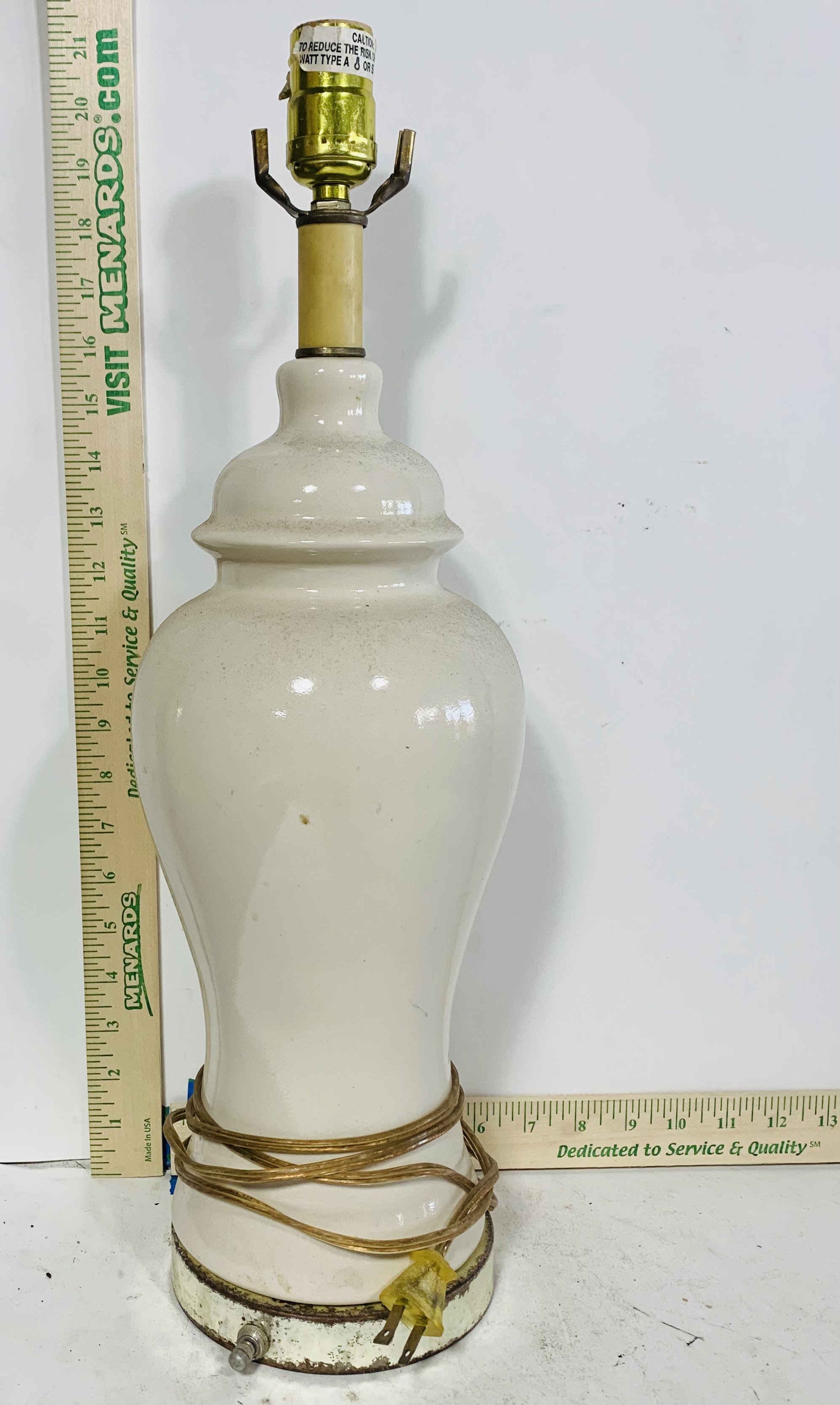 Plain white table lamp without shade