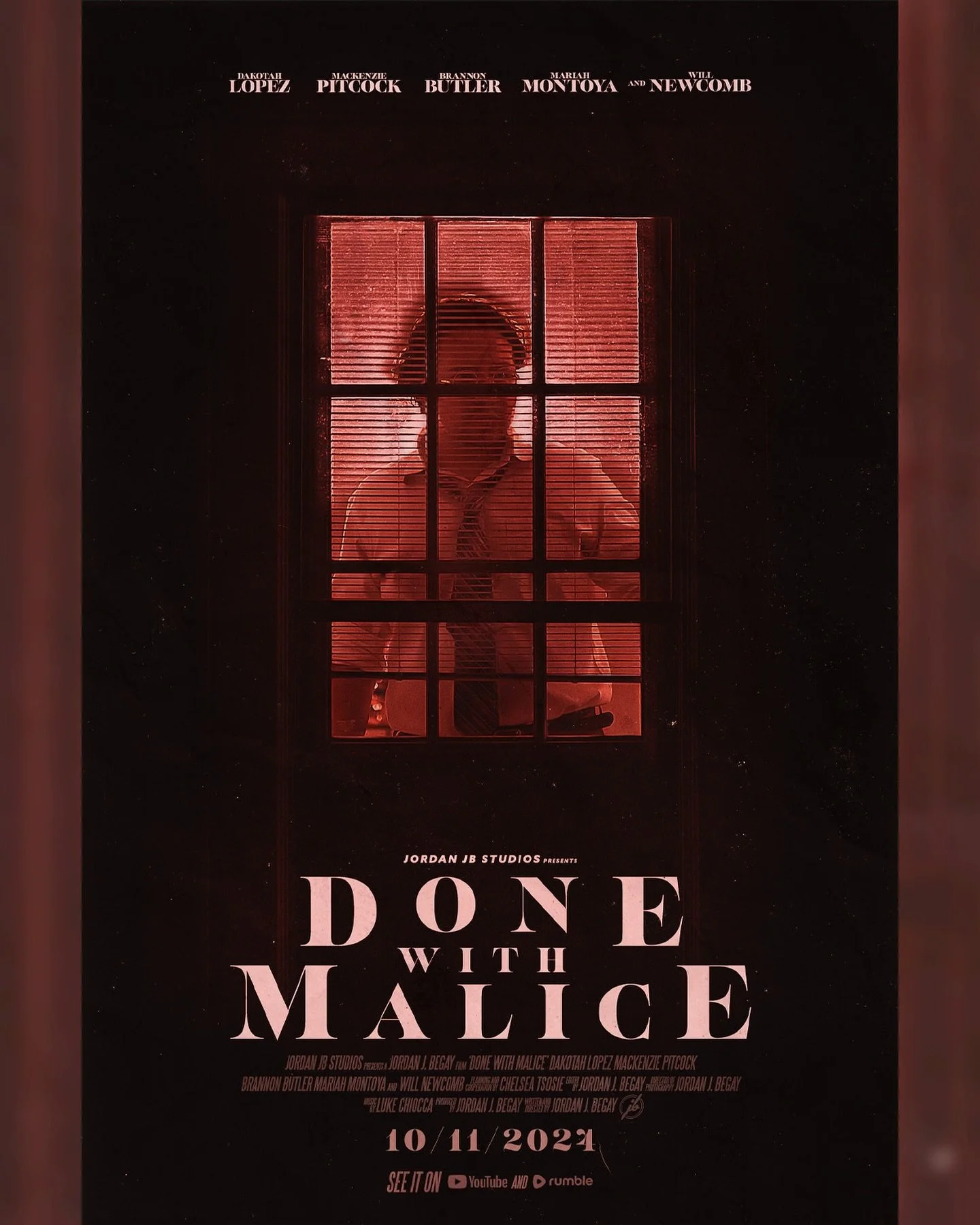 Premiere day! Tonight at 6:45pm MST &lsquo;Done With Malice&rsquo; will be live online!

I have said it so much but it&rsquo;s still not enough, thank you to all of the cast and crew! They put in so much effort, time and talent into this project, tha