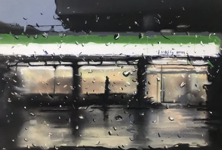 FamilyMart in light rain