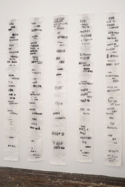 Concrete Poems. Conté frottages on printing paper roll, dimensions variable, 2024