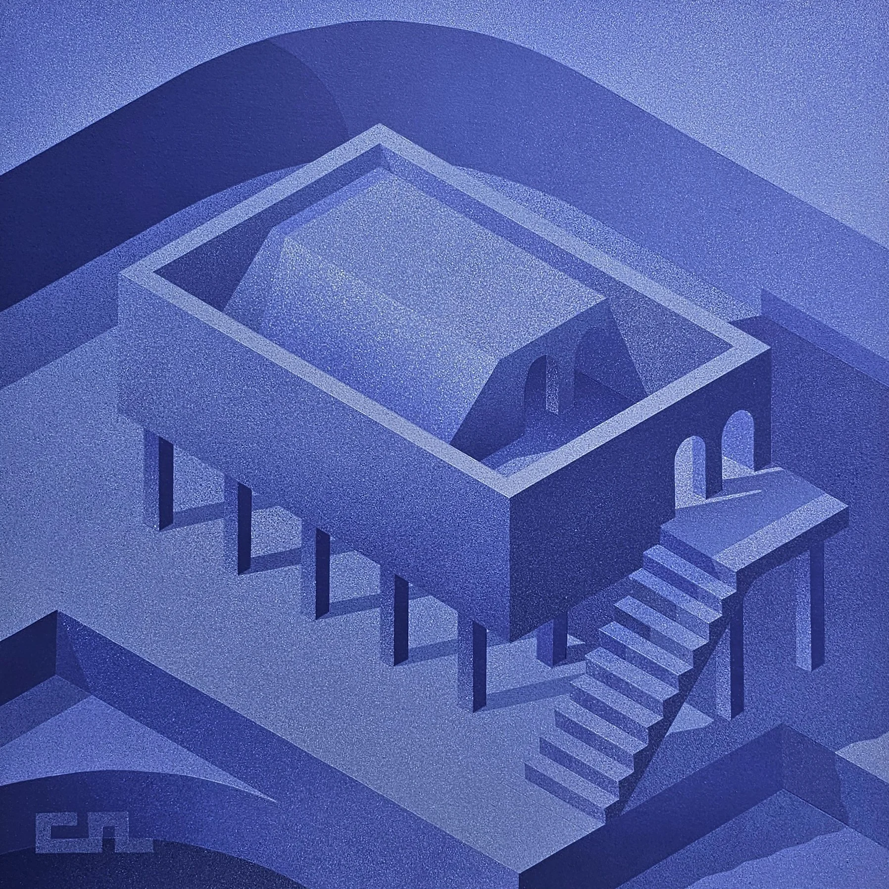 Hillside House - Spray Paint on Framed Panel - 50 x 50cm - Cal (normalshape).jpg