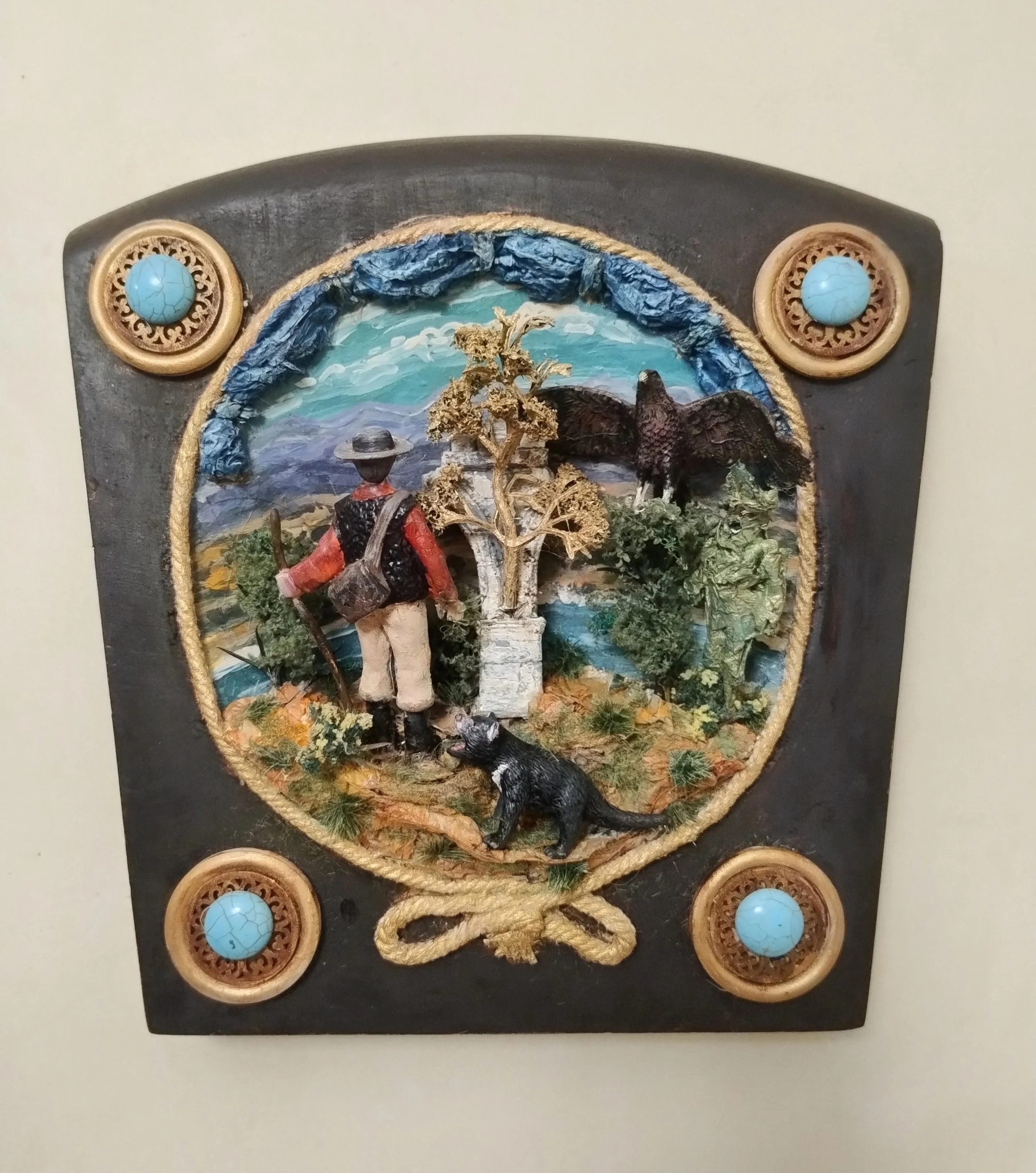 Colonial surveyor in Tasmania discovers the Golden Bought guarded by an eagle, gruff Tassie Devil and a Green Man