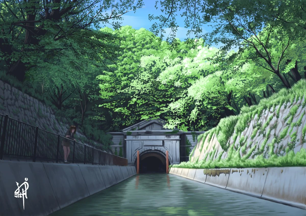 The canal's point of origin in Biwa lake