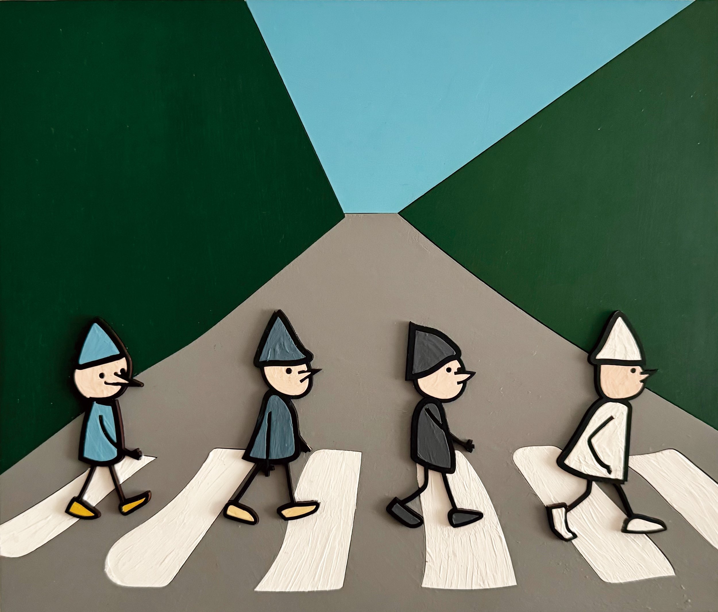 Foursome walking on a crosswalk