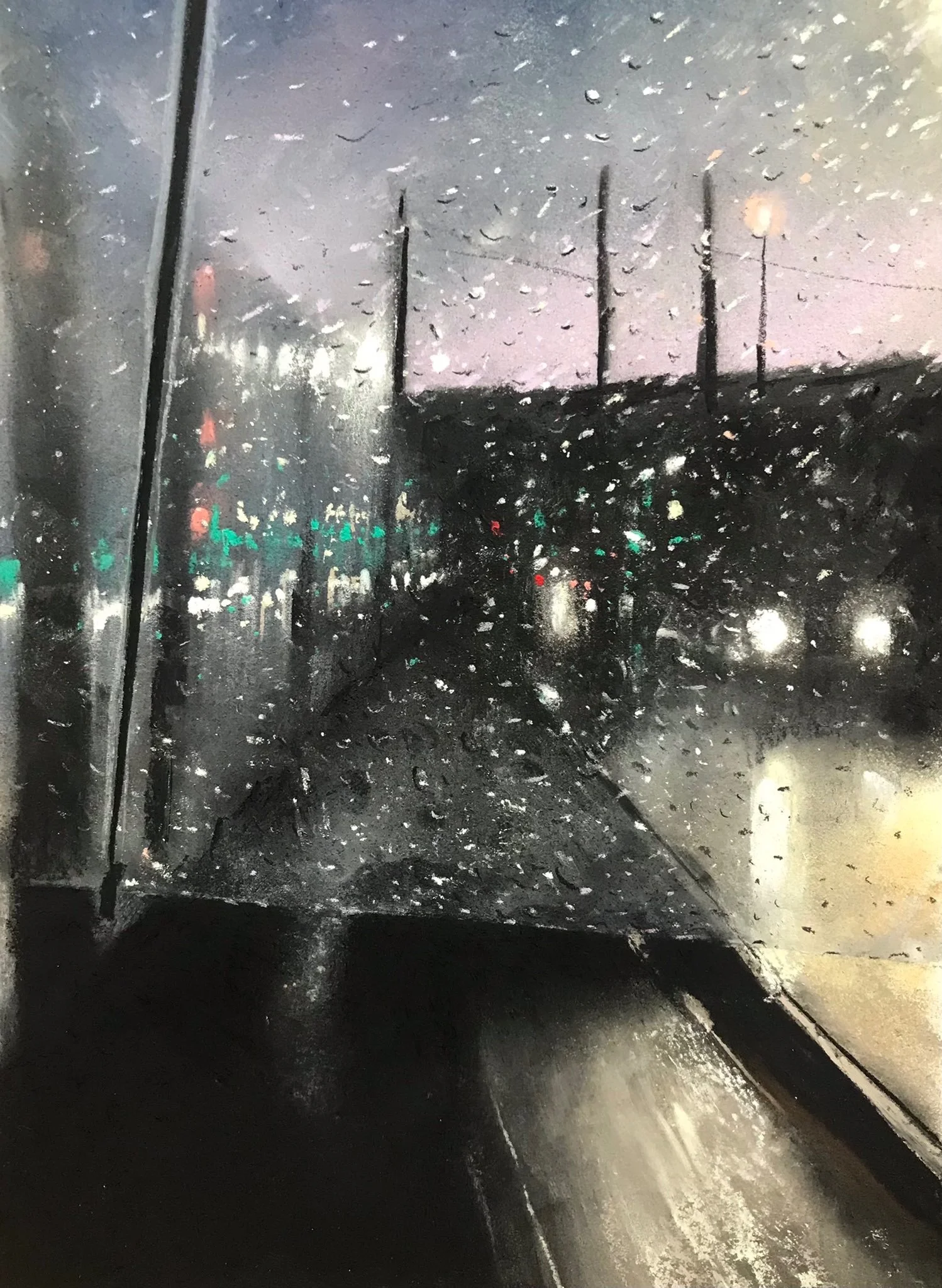 Rain view from umbrella