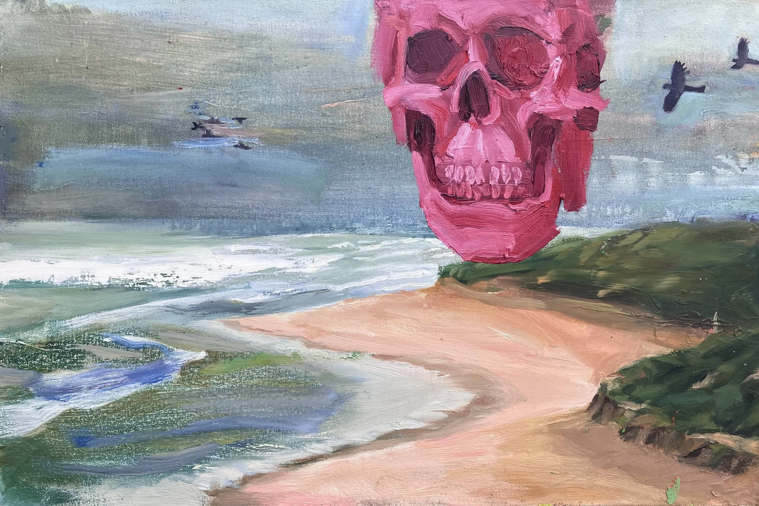 Winter seascpe, Red skull and black cockatoos