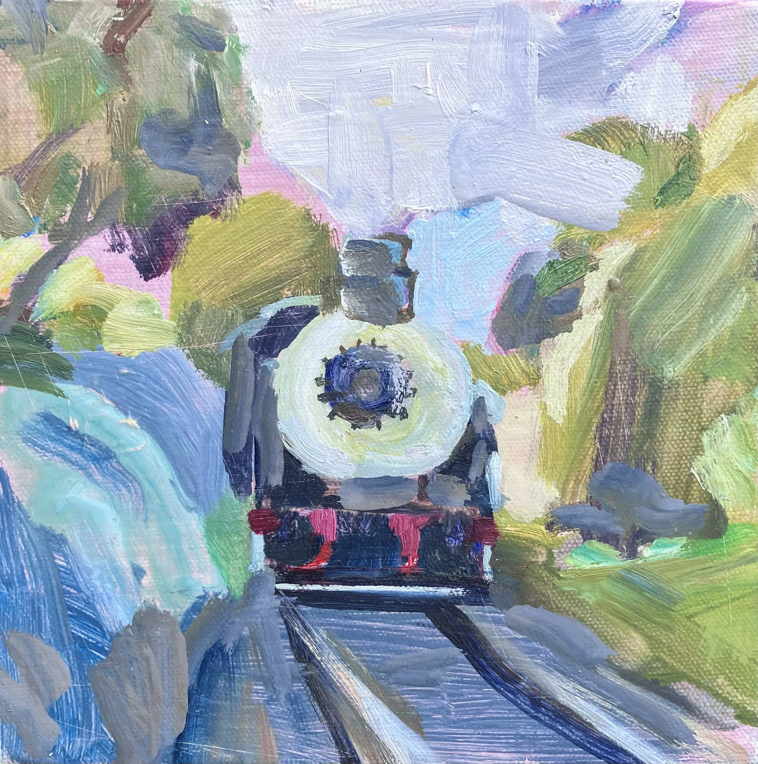 Train Steam, abstract landscape foliage
