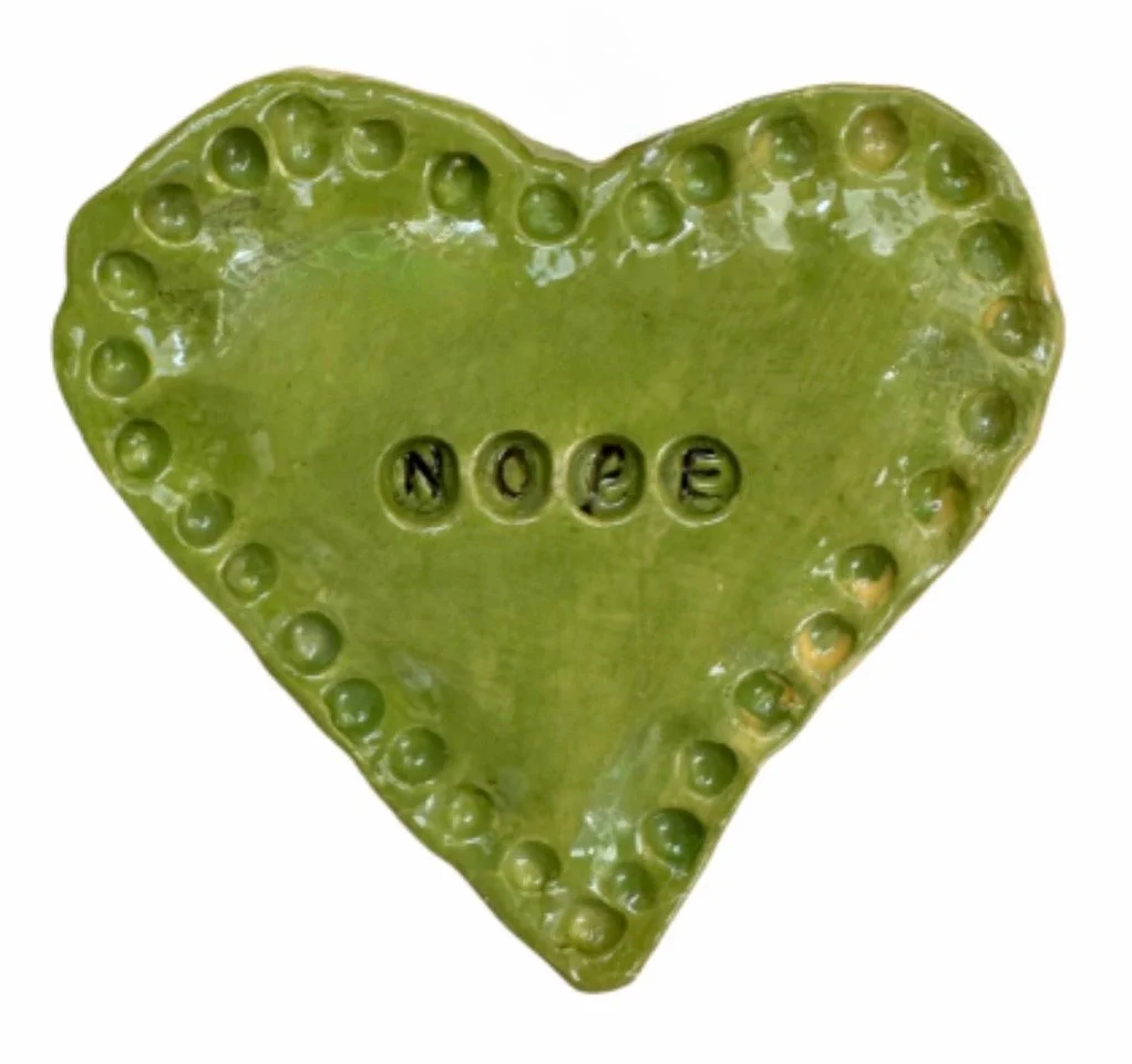 NOPE, green, Ceramic wall sculpture, 9cm wide, 9cm high, $85.jpeg