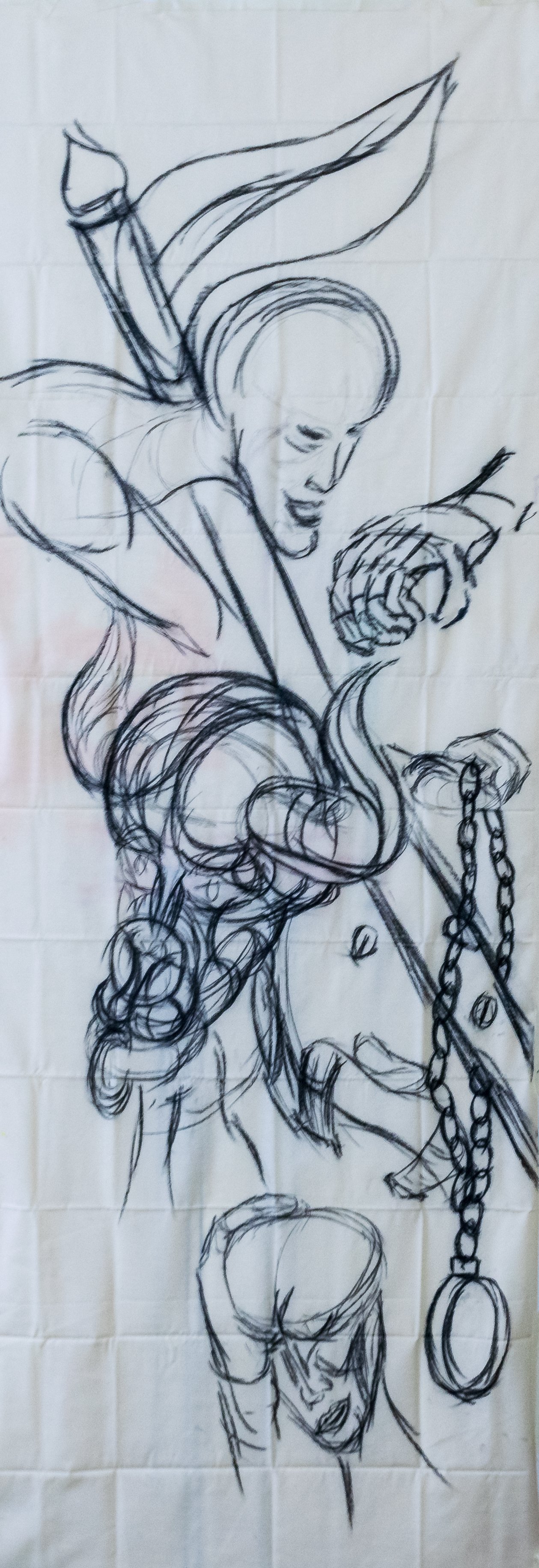The Chain-charcoal on fabric.jpg