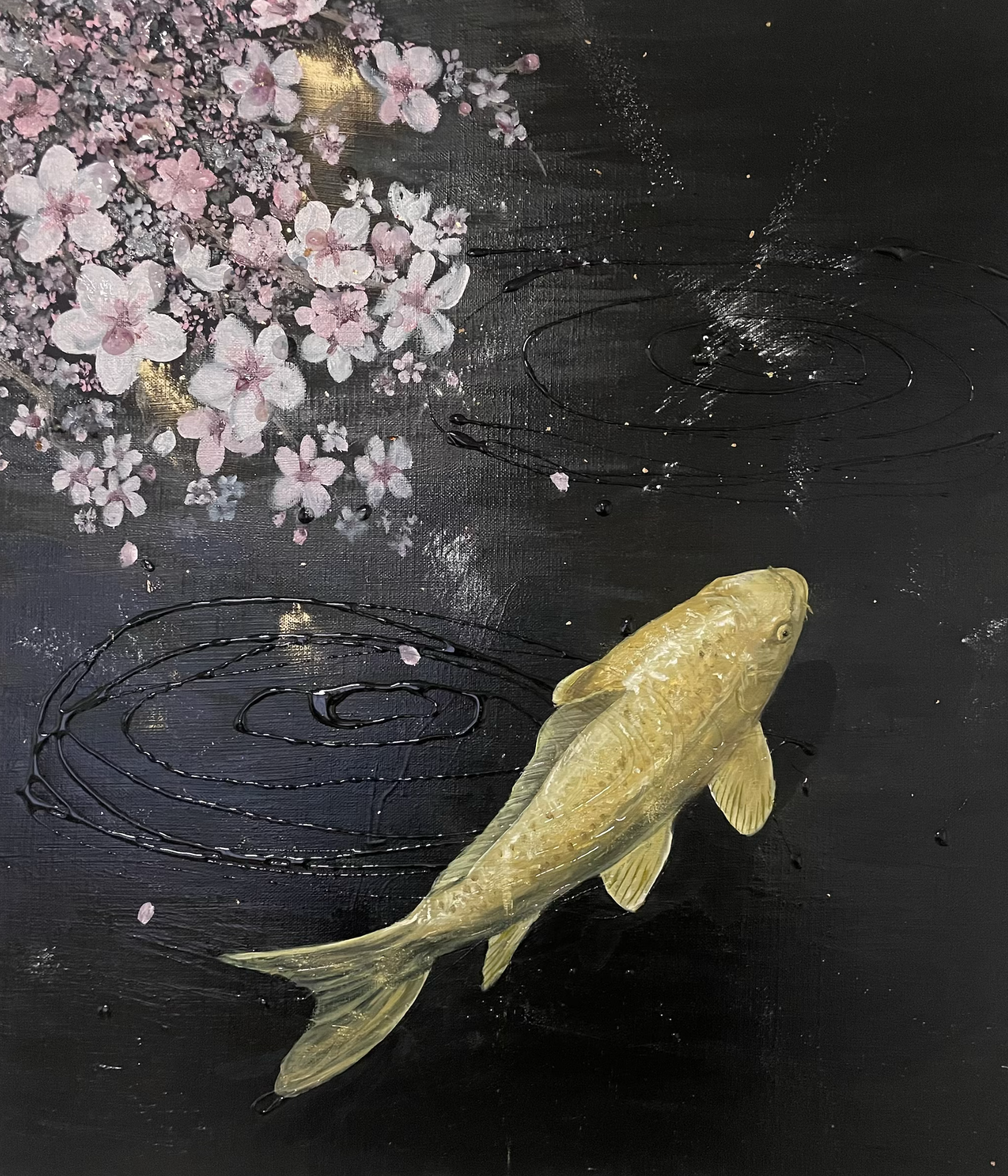 Night cherry blossom & Carp