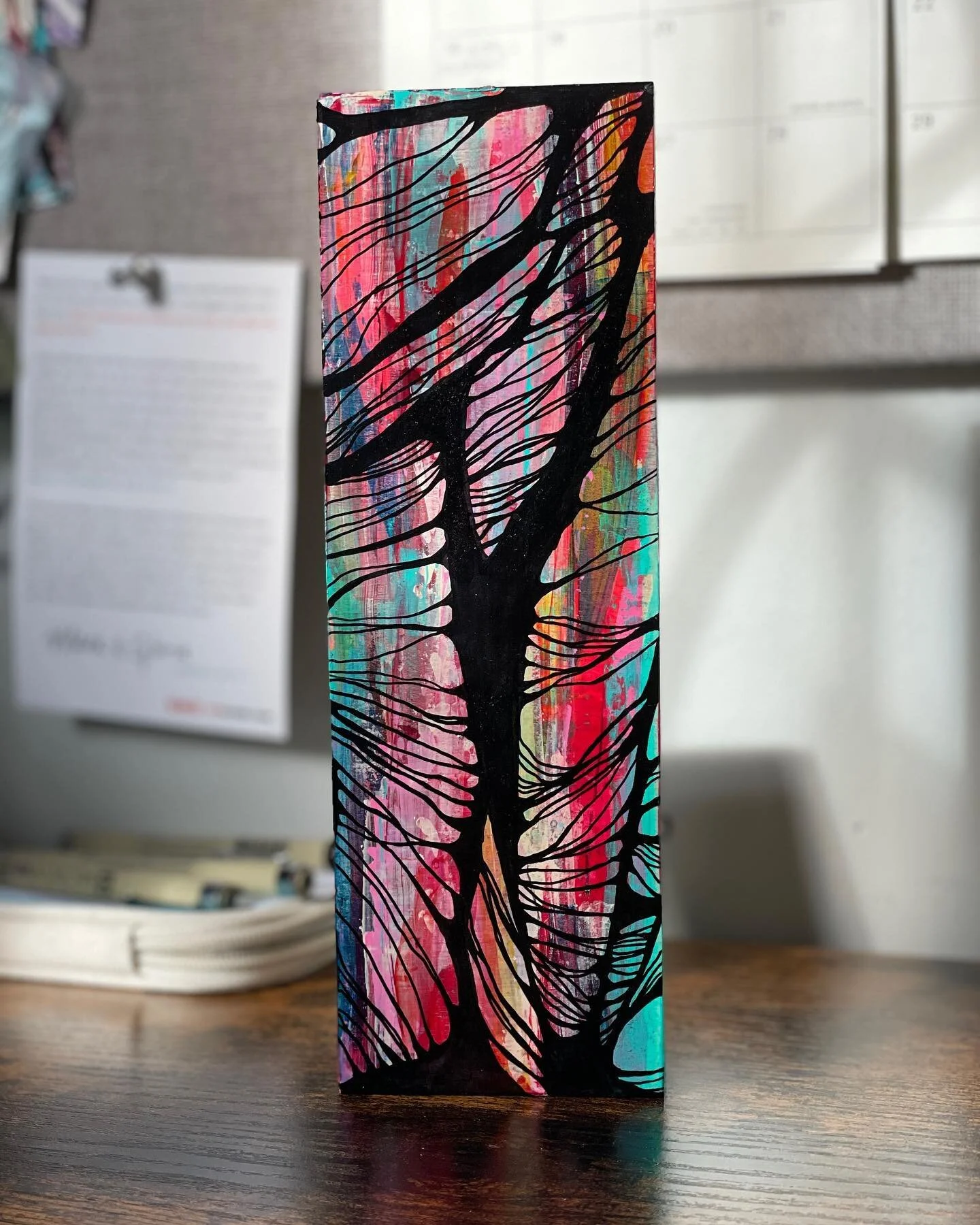 So happy this piece found a new home during my story sale! β¨ 
π―πΎππππ π±πΆππΎπΆππΎπππ ππ. π€
3 x 9” 
Acrylic & Posca Pen on wood panel 
2022
#woodpanel #acryliconwood #abstracted #musclescience #anatomical #anatomyart #anatomy