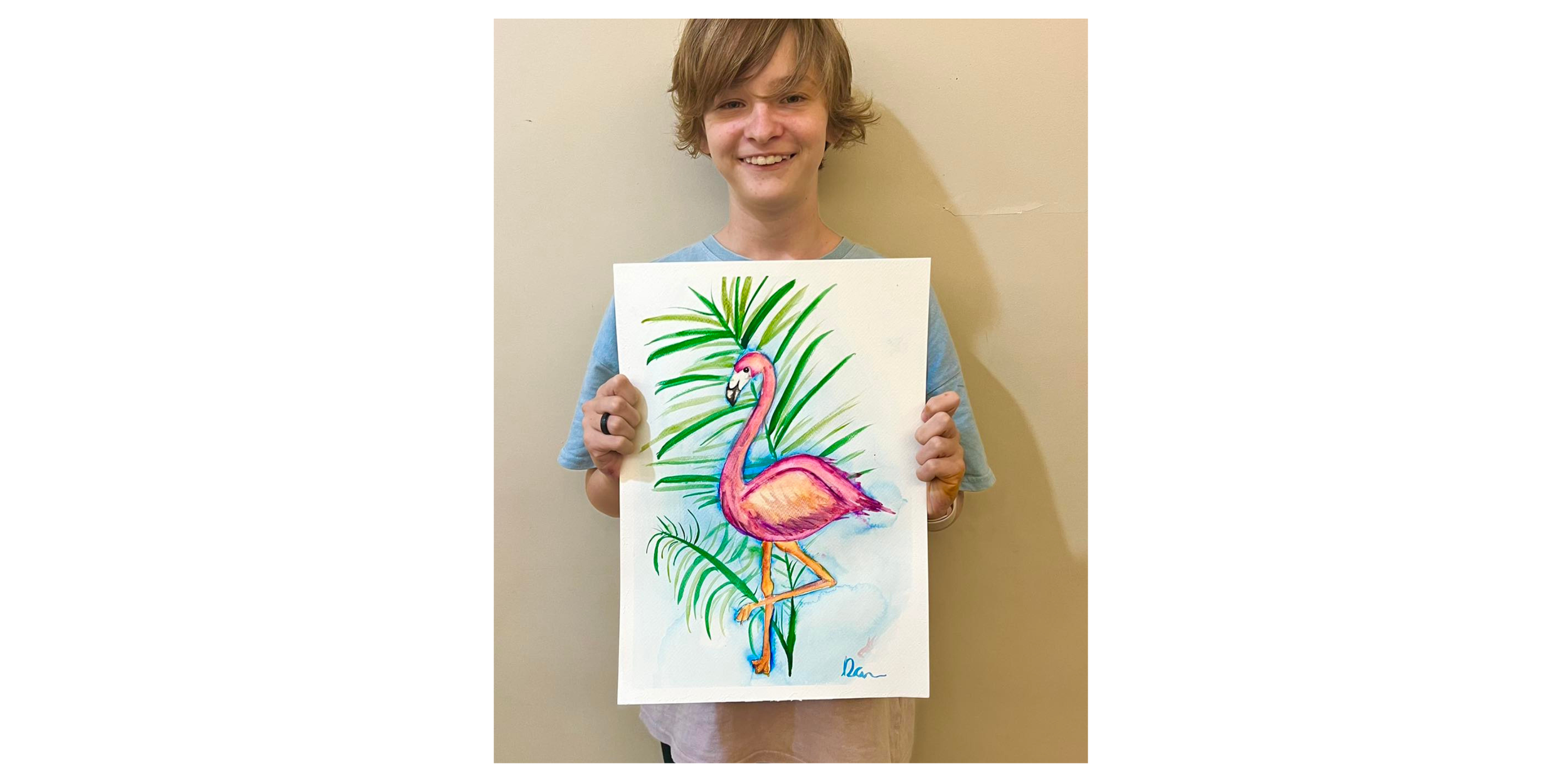 KIDS ART WORKSHOP  Watercolour Flamingos 7/10/26