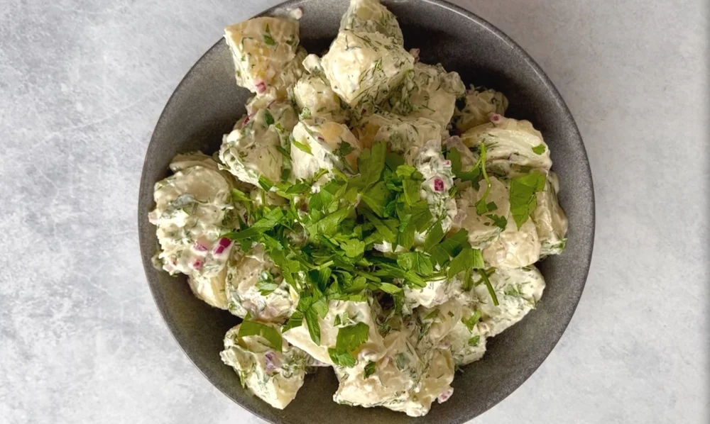POTATO SALAD WITH DILL, CORNICHONS & PARSLEY — Wholesome by Sarah