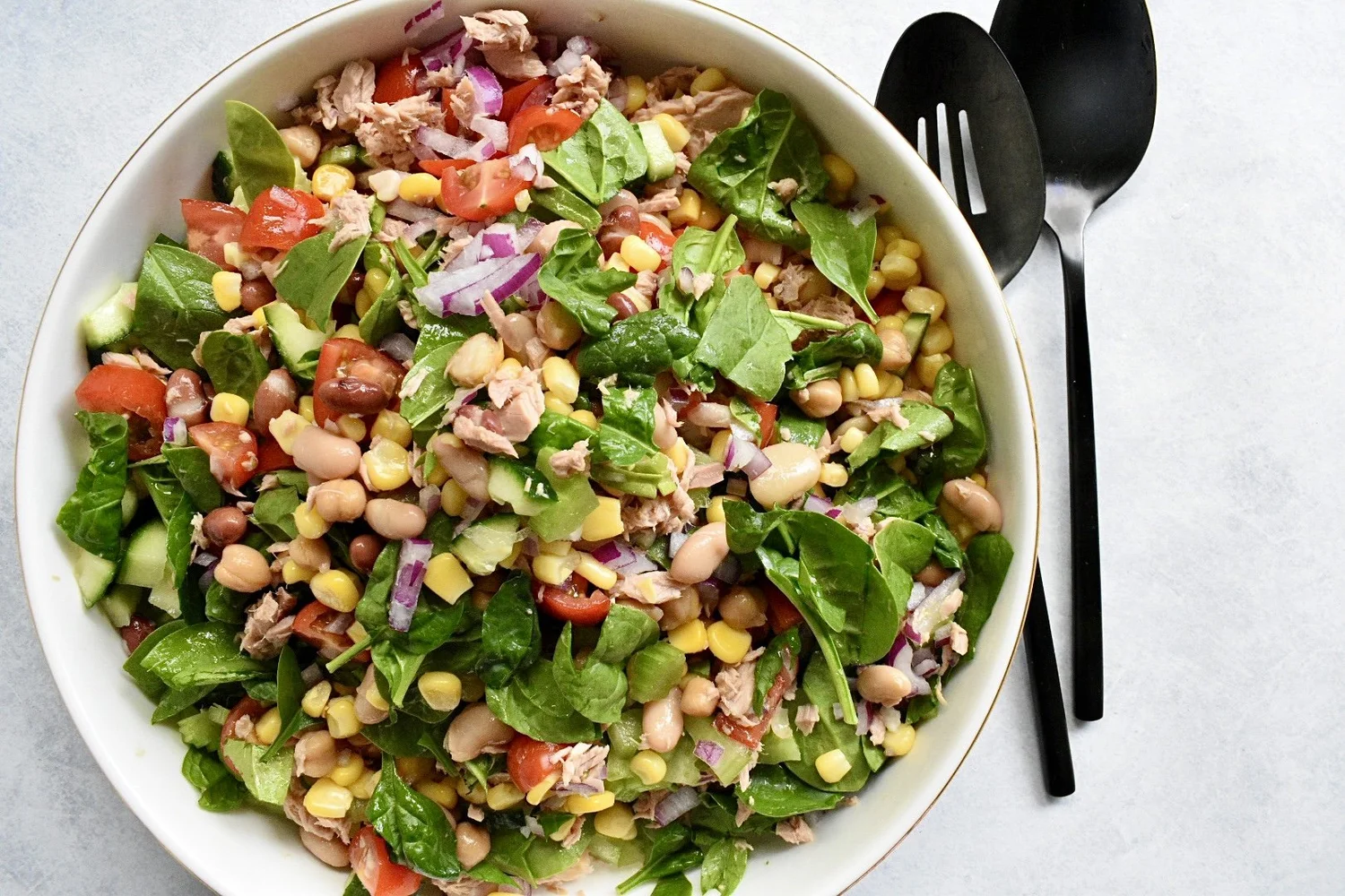 TUNA, CORN, BEAN & CELERY SALAD — Wholesome by Sarah