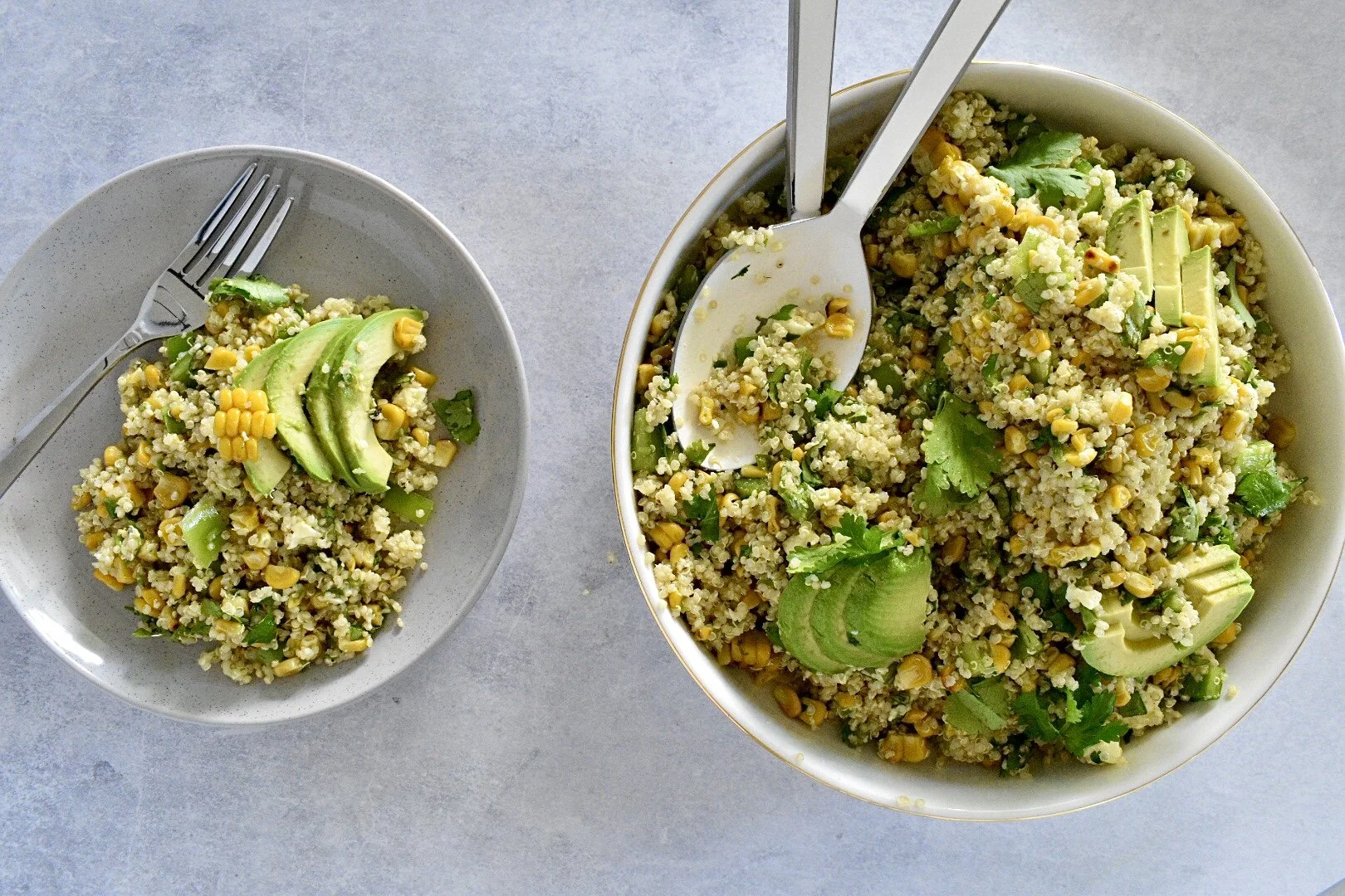 CHARRED CORN, AVOCADO & QUINOA SALAD — Wholesome by Sarah