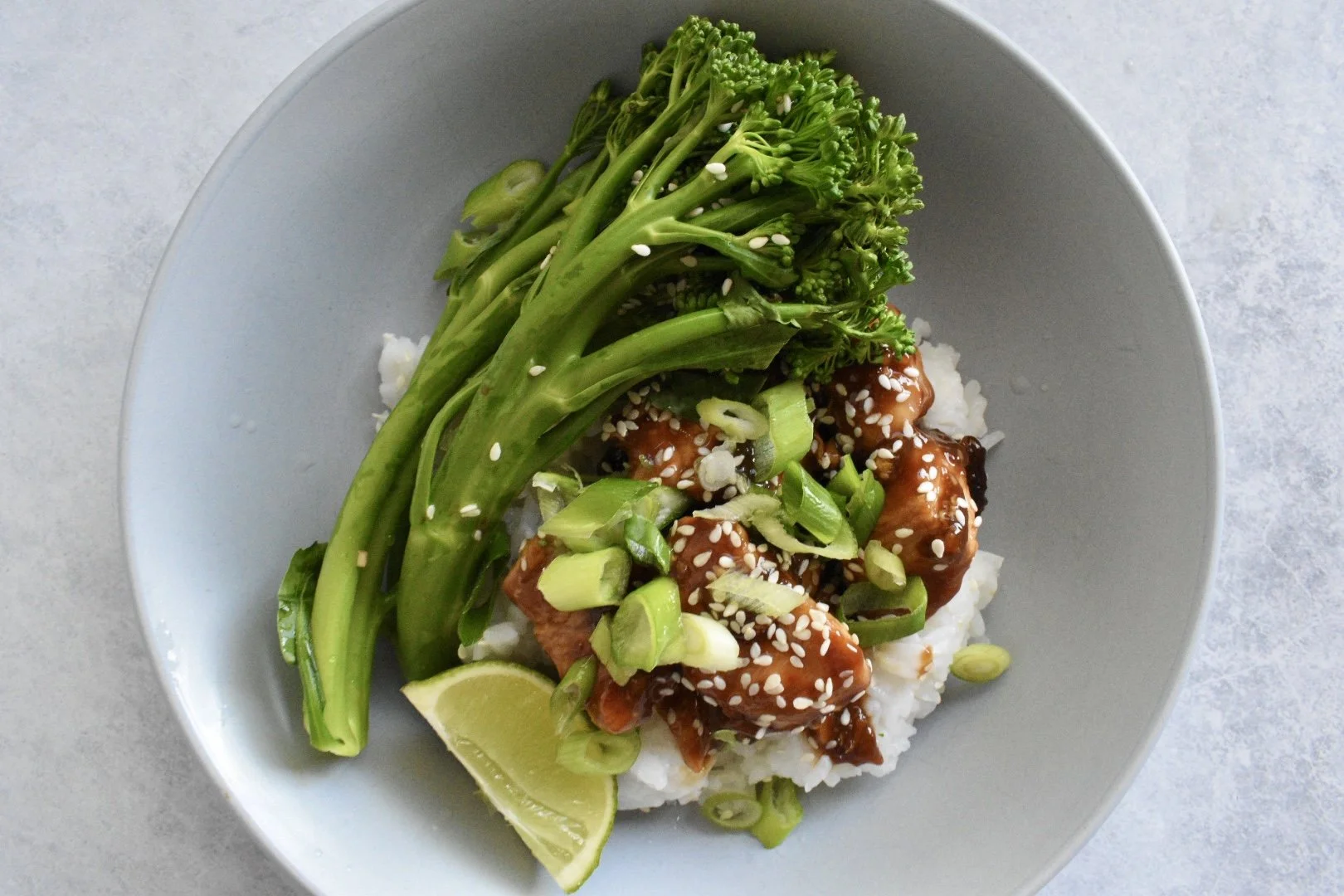 TERIYAKI SESAME CHICKEN WITH RICE & BROCCOLINI — Wholesome by Sarah