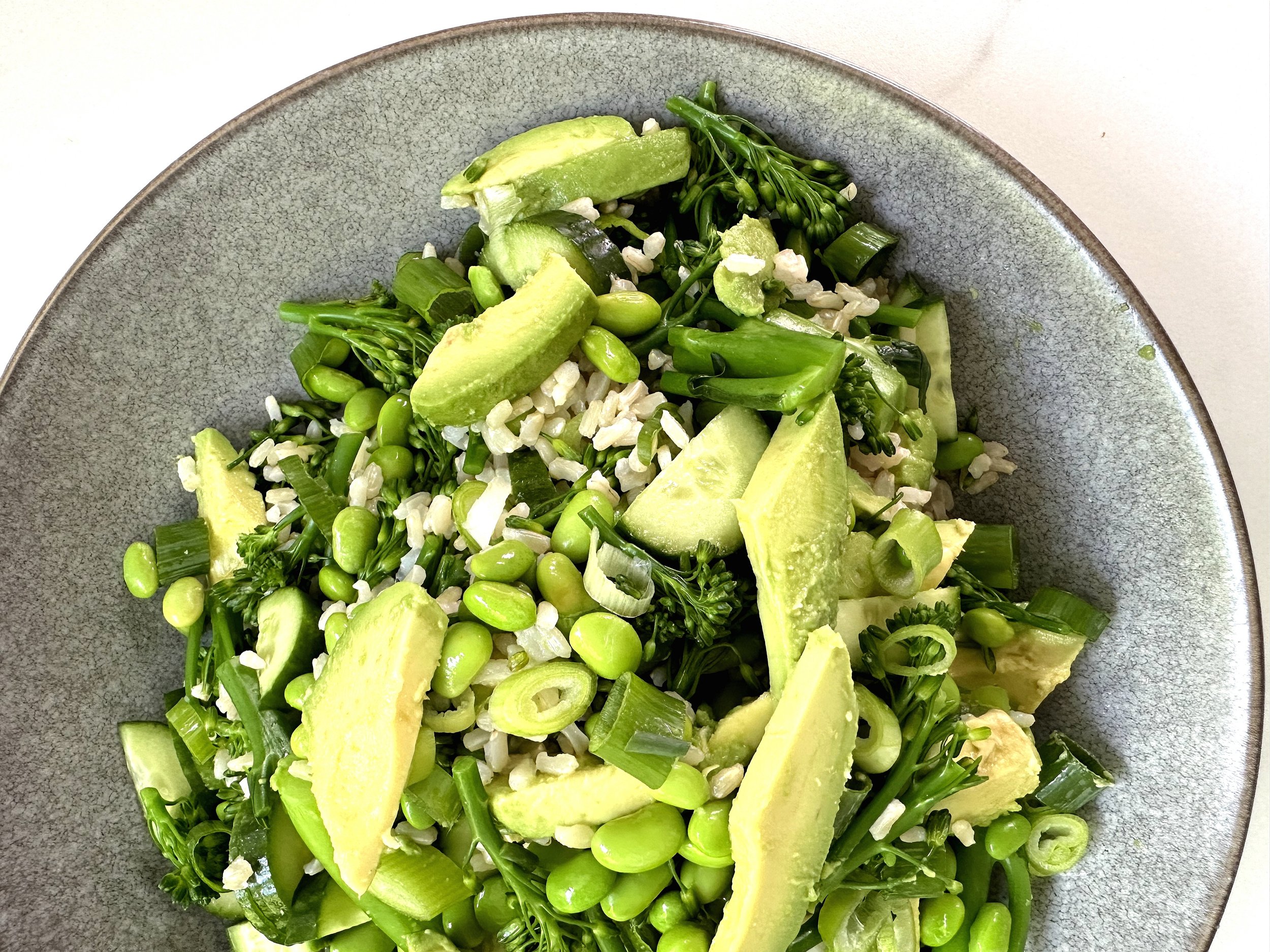BROWN RICE, EDAMAME & AVOCADO SALAD — Wholesome by Sarah