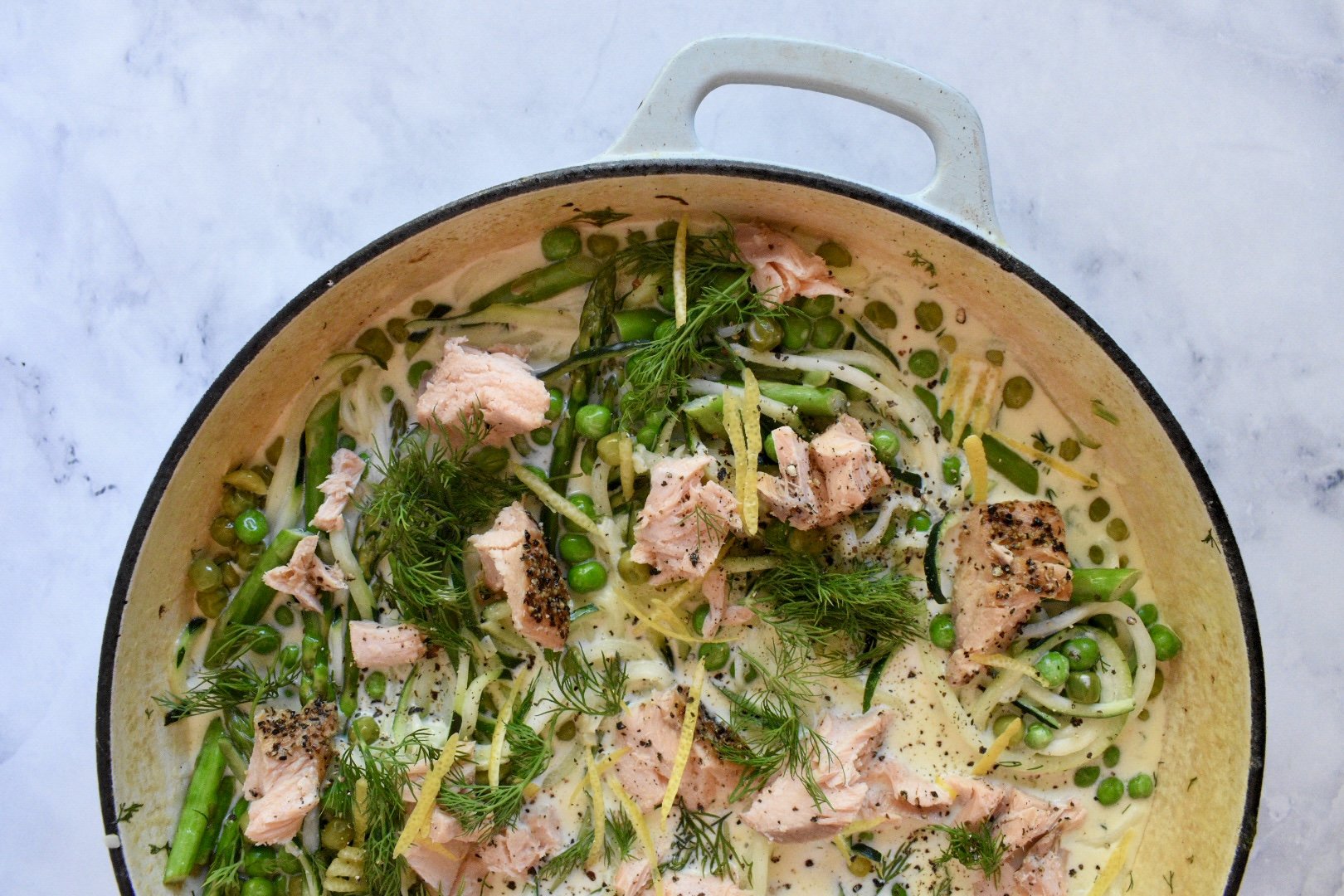 ONE PAN SALMON ZOODLES — Wholesome by Sarah