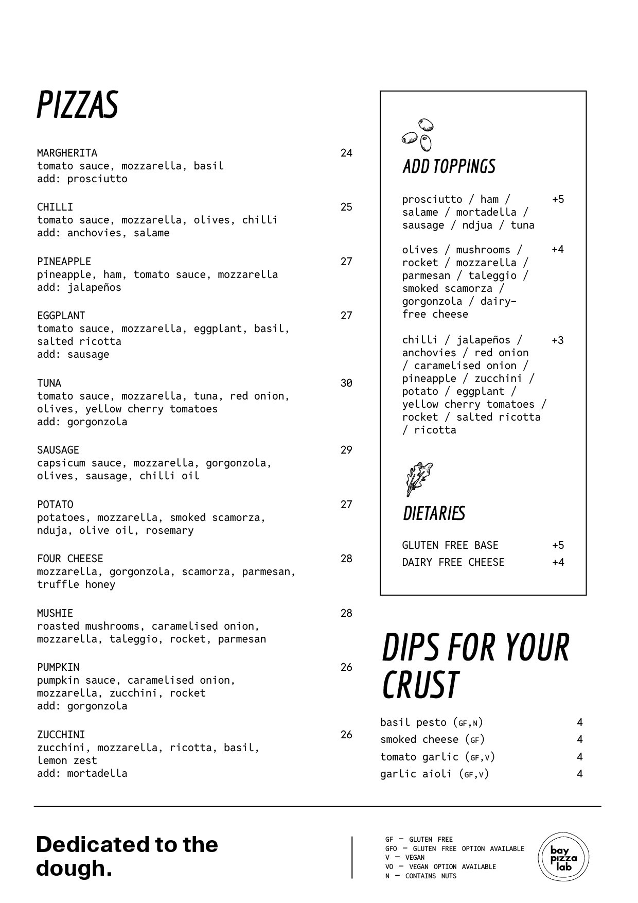 Menu — Bay Pizza Lab
