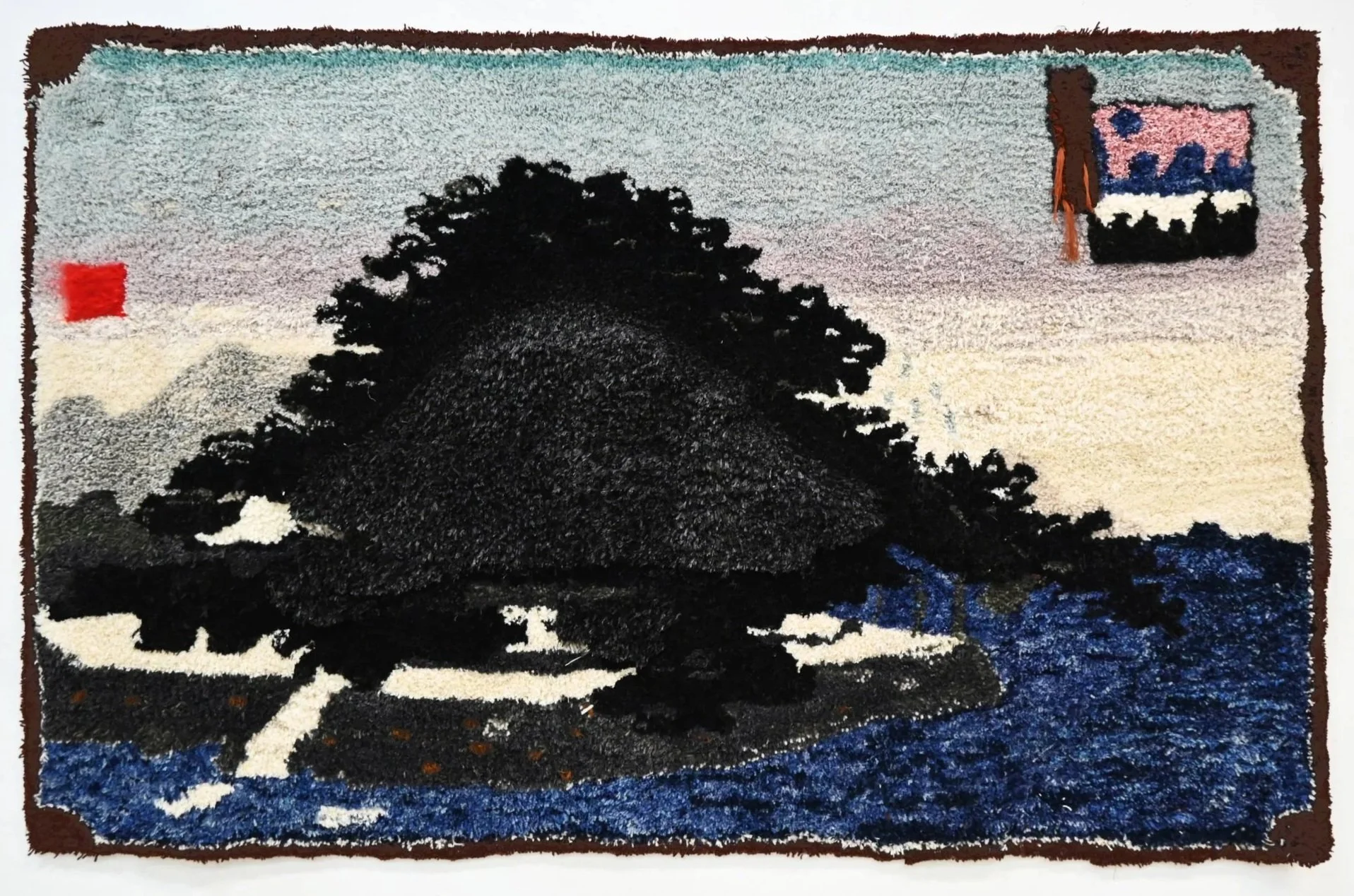Flytande värld no. 1, 2025, ull, lin, bomull, 90 x 130 cm