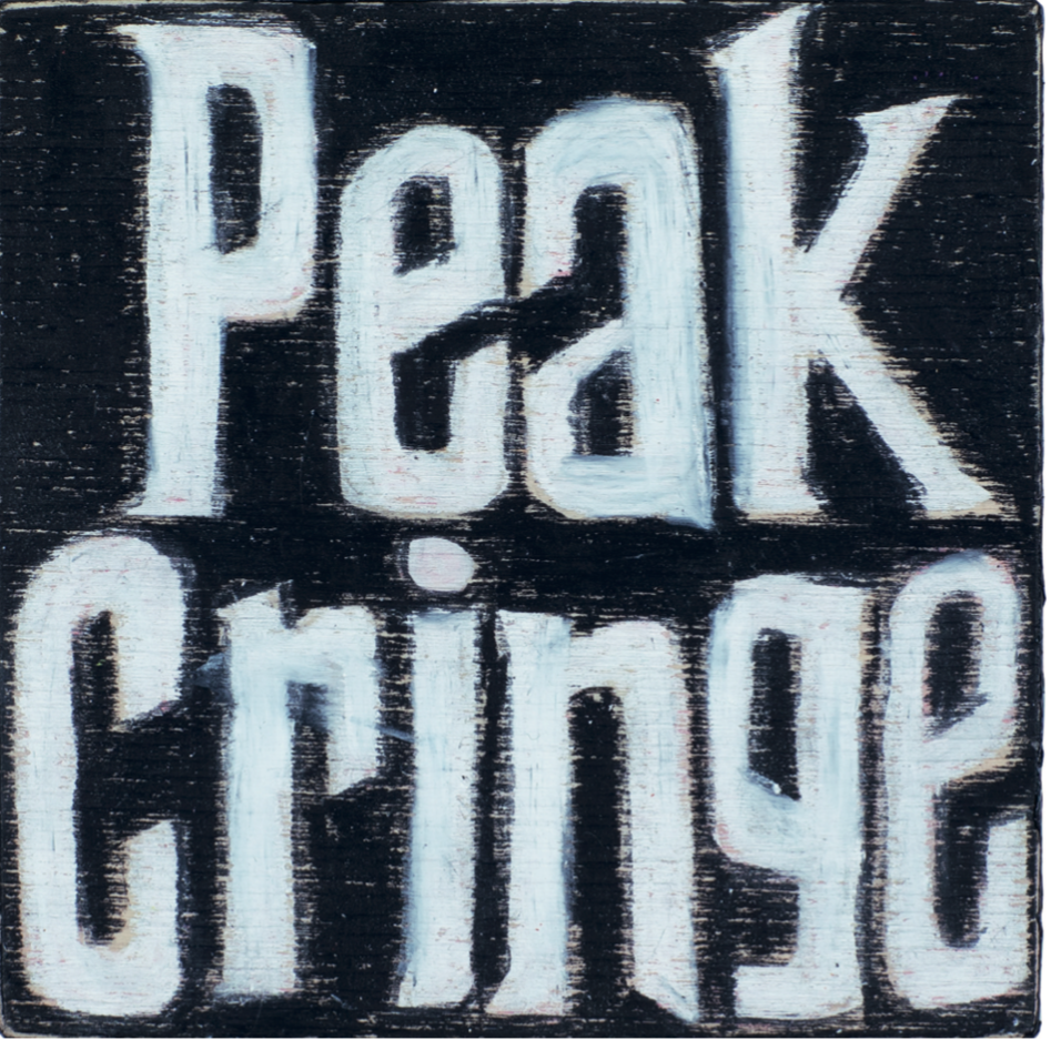 Peak cringe, 2023, pastellkrita på pannå, 10 x 10 cm