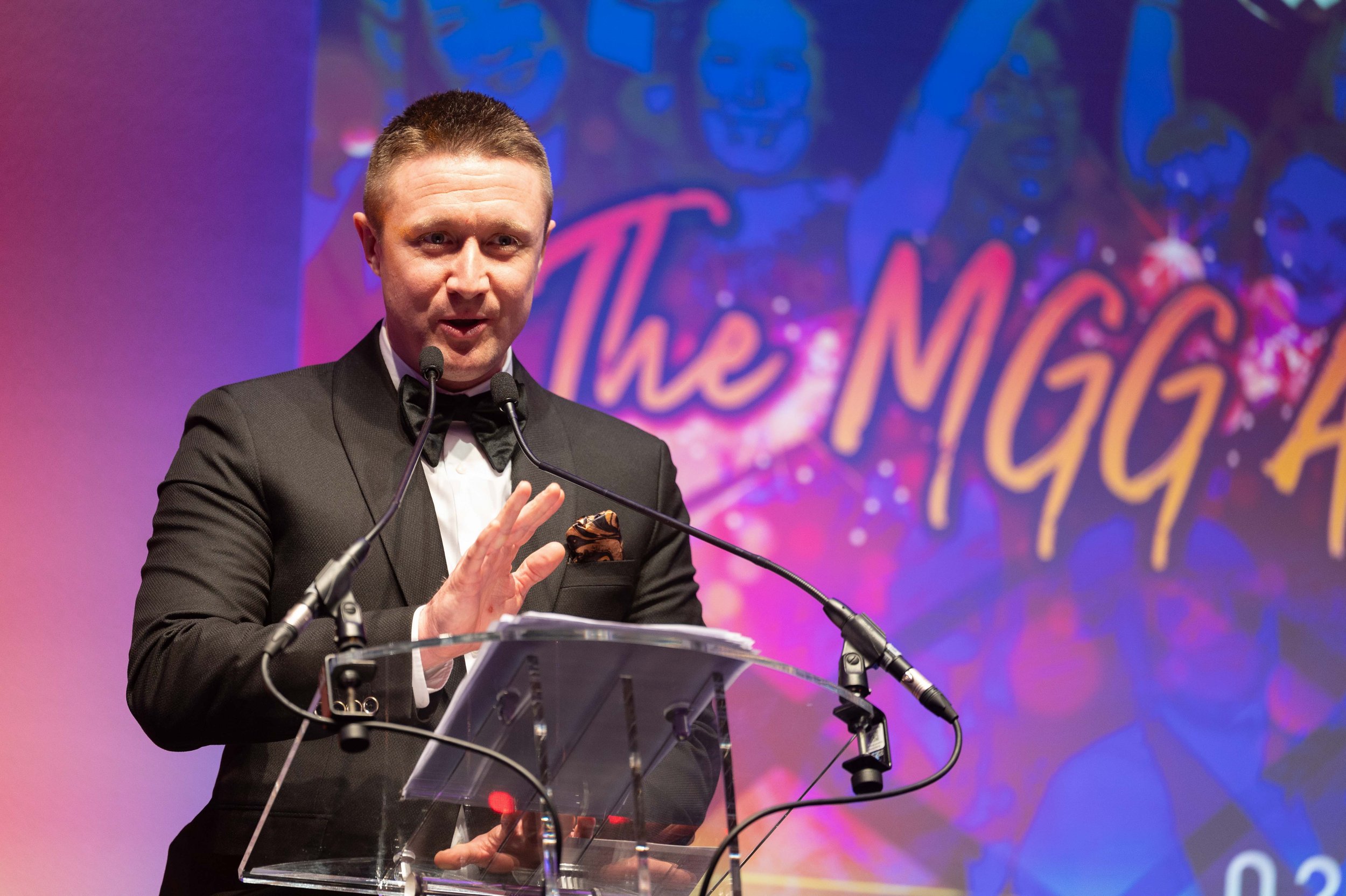 TV Presenter & Live Compere Matthew Walker on stage at the Queens Hotel Leeds 12.jpg