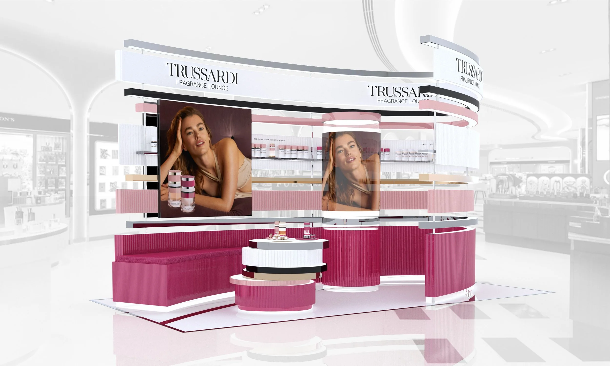 Trussardi Parfum retail activation podium fragrance merchandising