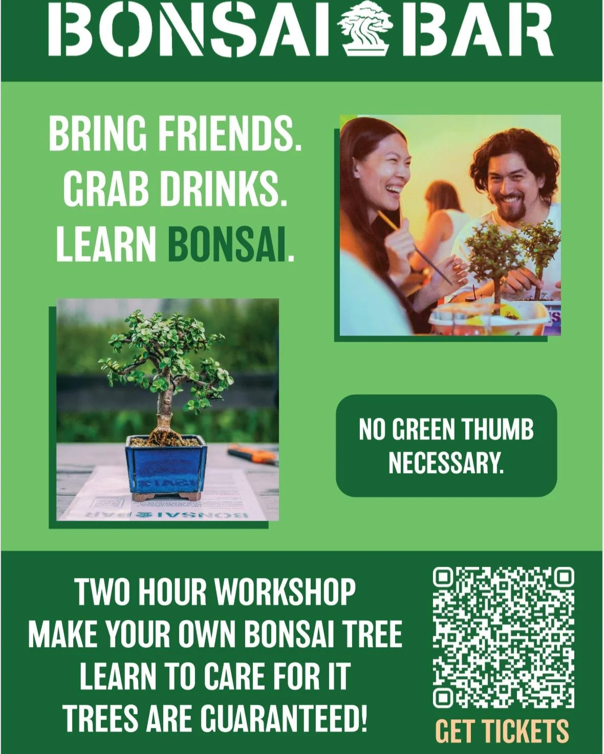 🪴Today's the day! Bonsai is back! 

@thebonsaibar 

➡️Our barroom will close at 5:30 pm for this private event.

🎟If you bought a ticket, arrive at 5:45 pm to get set up for your Bonsai class! Remember you can order drinks and bring food to enjoy.
