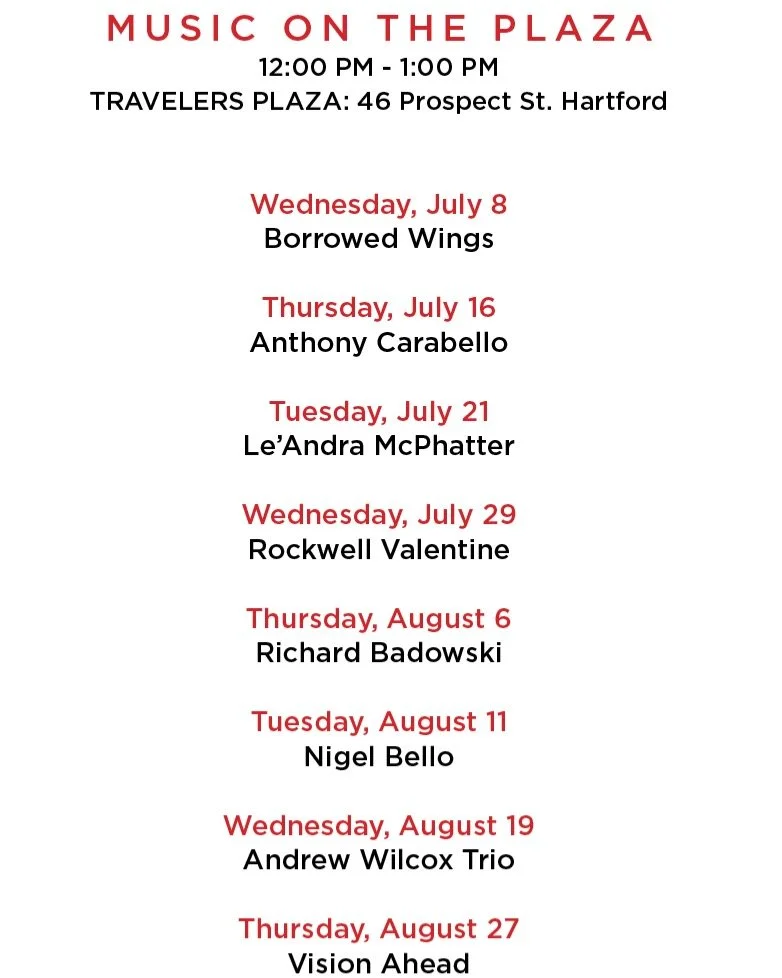 🎶 Lunch just got a whole lot better! 🌞
Join us for the 2026 Lunchtime Music Series at Travelers Plaza every week from July 8 &ndash; August 27! Grab your lunch, bring your coworkers and friends, and enjoy live music!
📍 Travelers Plaza
📅 July 8 &n