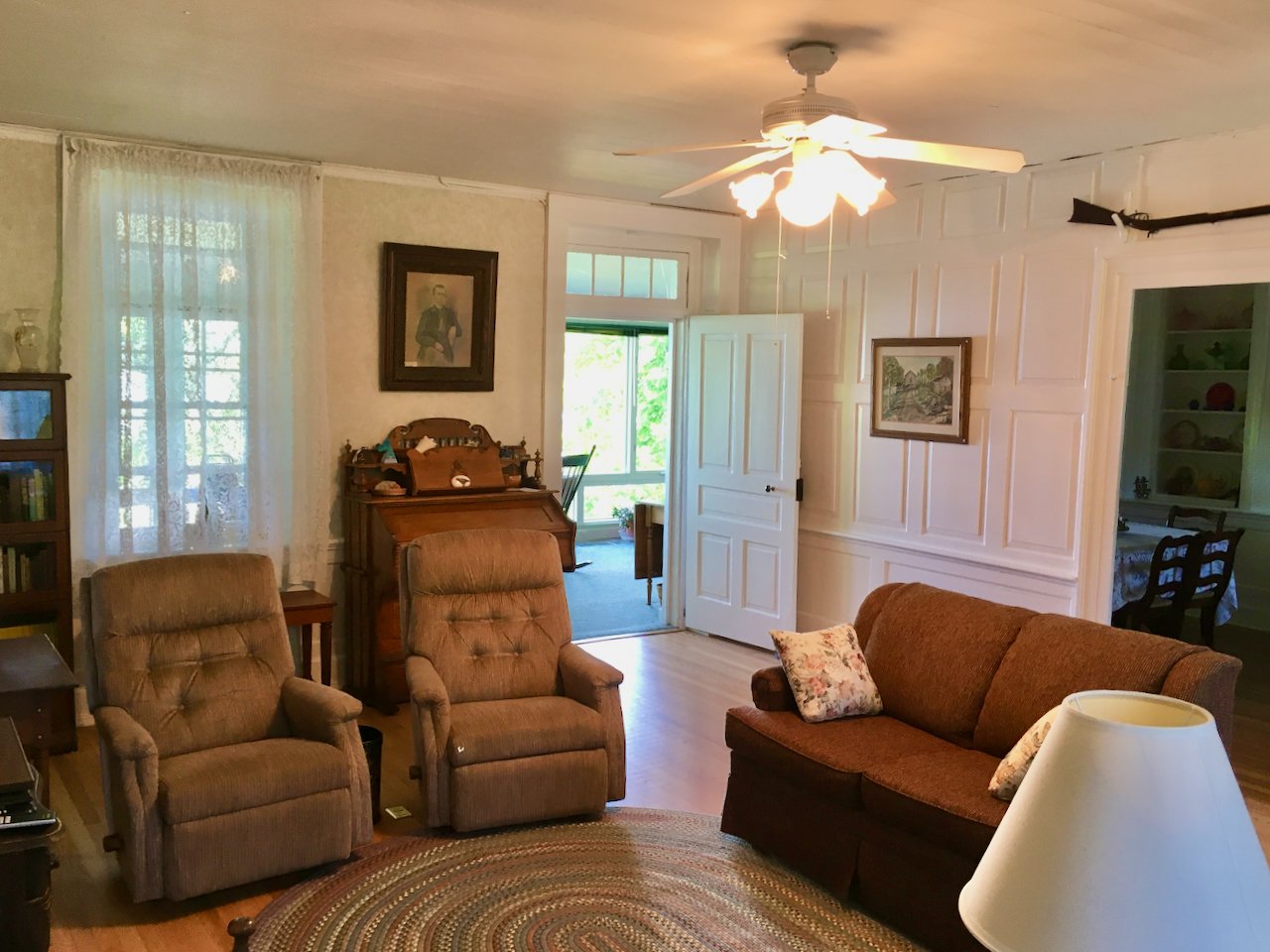 Living room, view toward porch