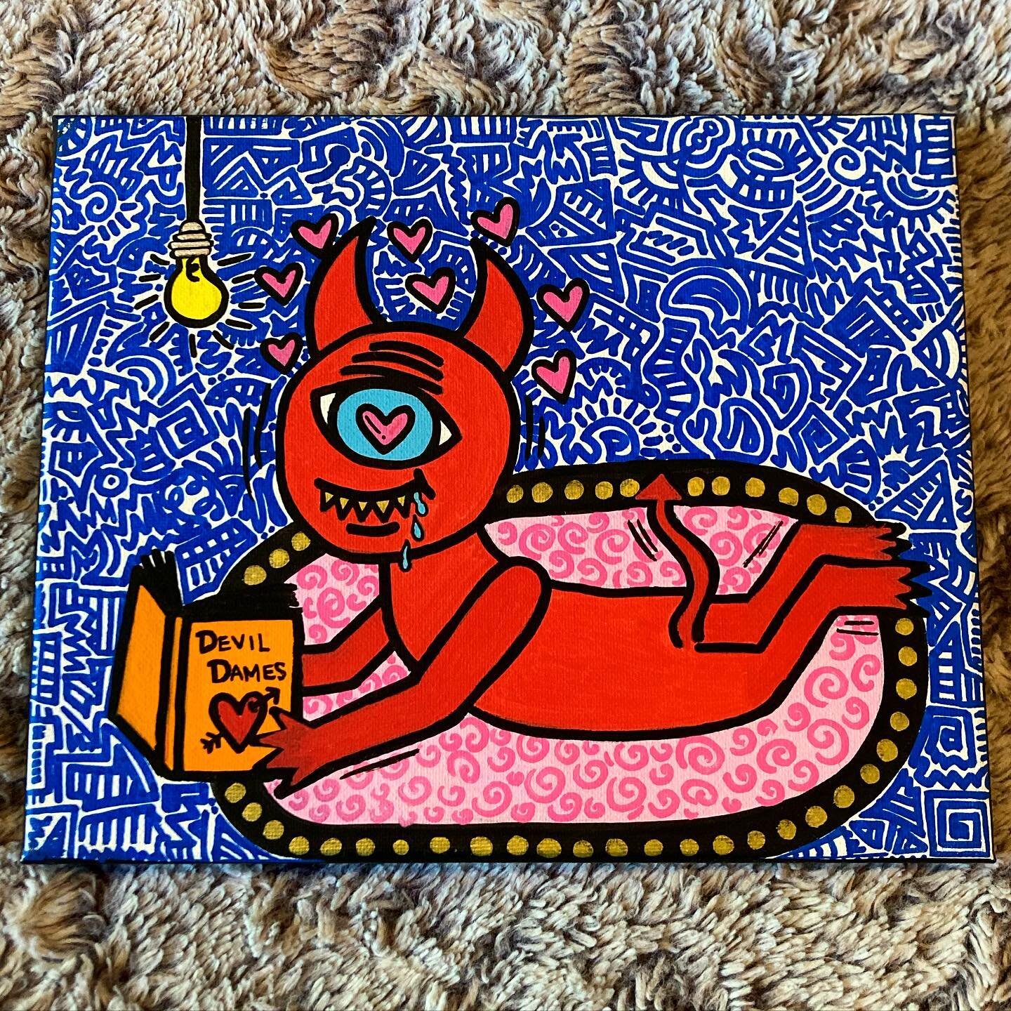 Watcha readin&hellip;? 📚🤤❤️⁣
⁣
⁣
________________________
#tatumquinn #artoftheday #bookworm #devildames #cheeky #playboymagazine #reading #artistsoninstagram #artistsupport #drawingoftheday #canvaspainting #art #posca #paintmarkers #canvasartwork 