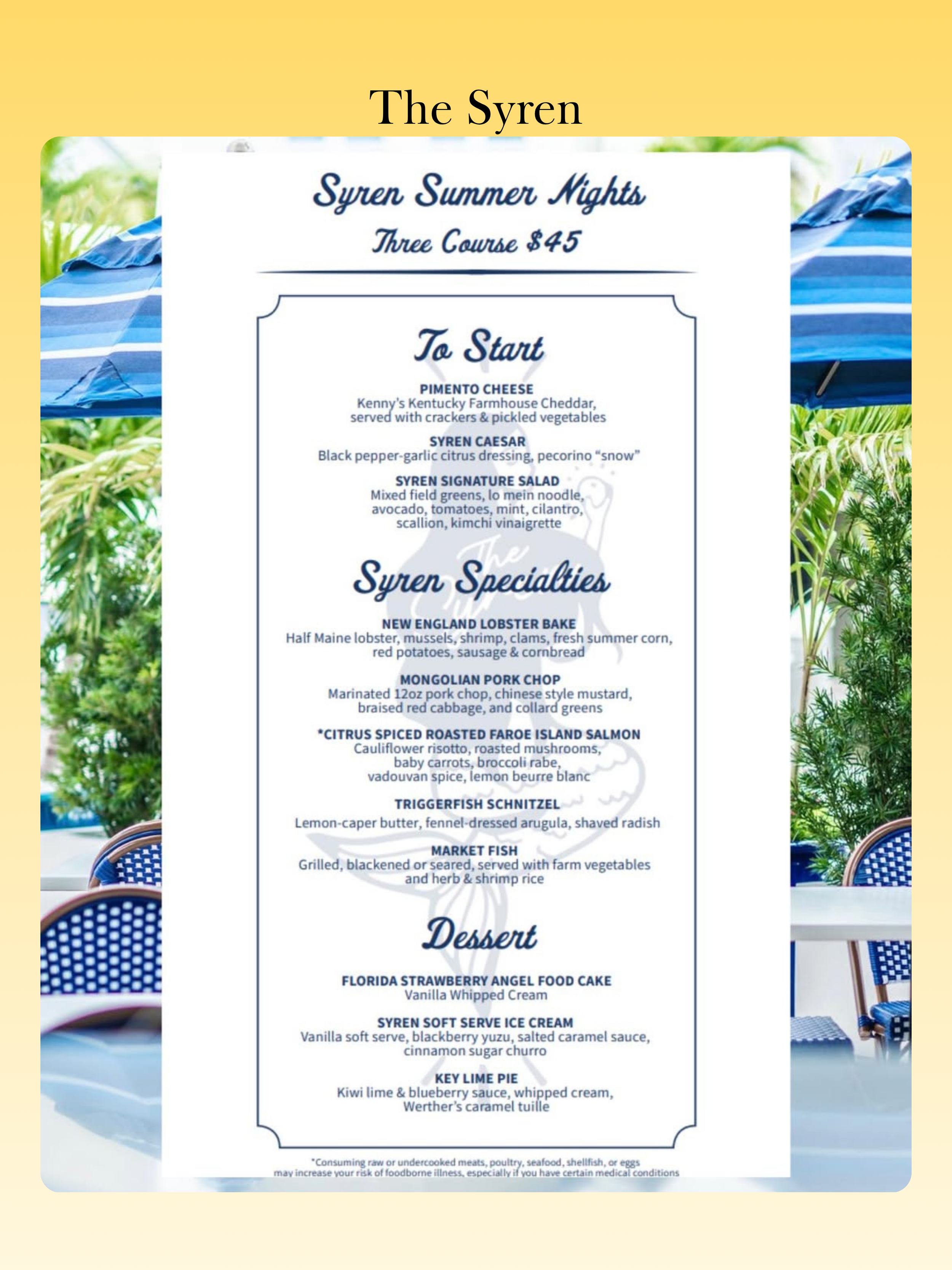 Naples Noms - Summer Dining Deals - The Syren