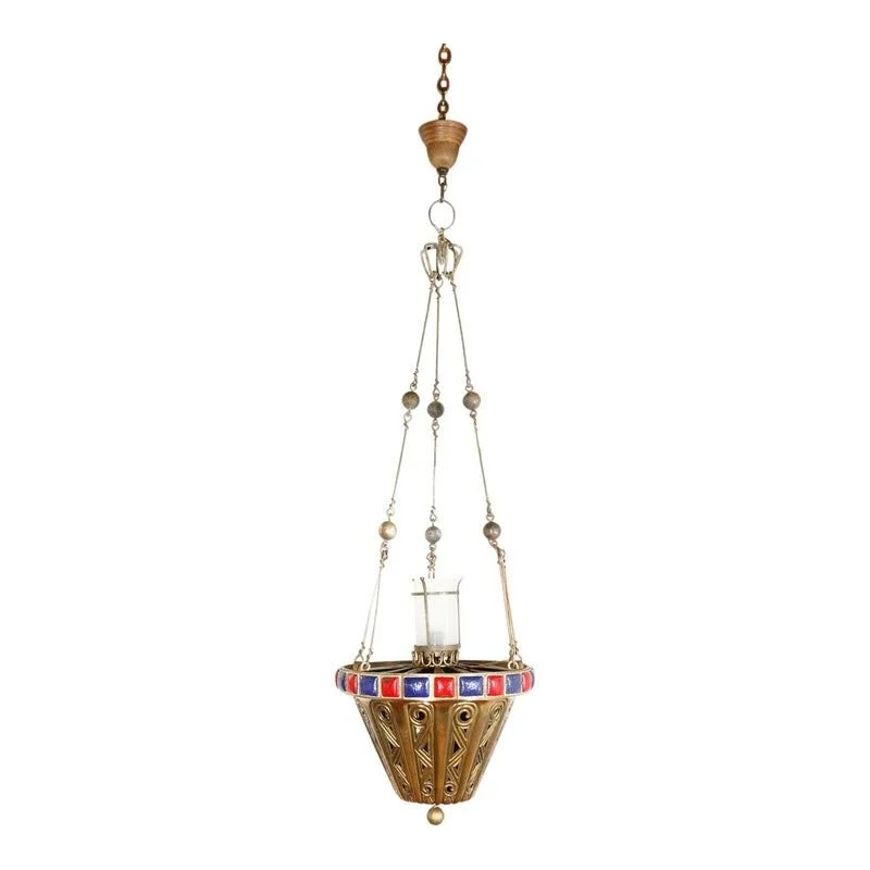 043_Spanish Revival Brass Pendant With Red &.jpg