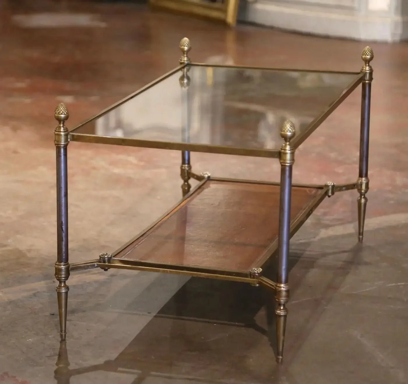 040_Mid-Century French Bronze and Leather Tw.jpg