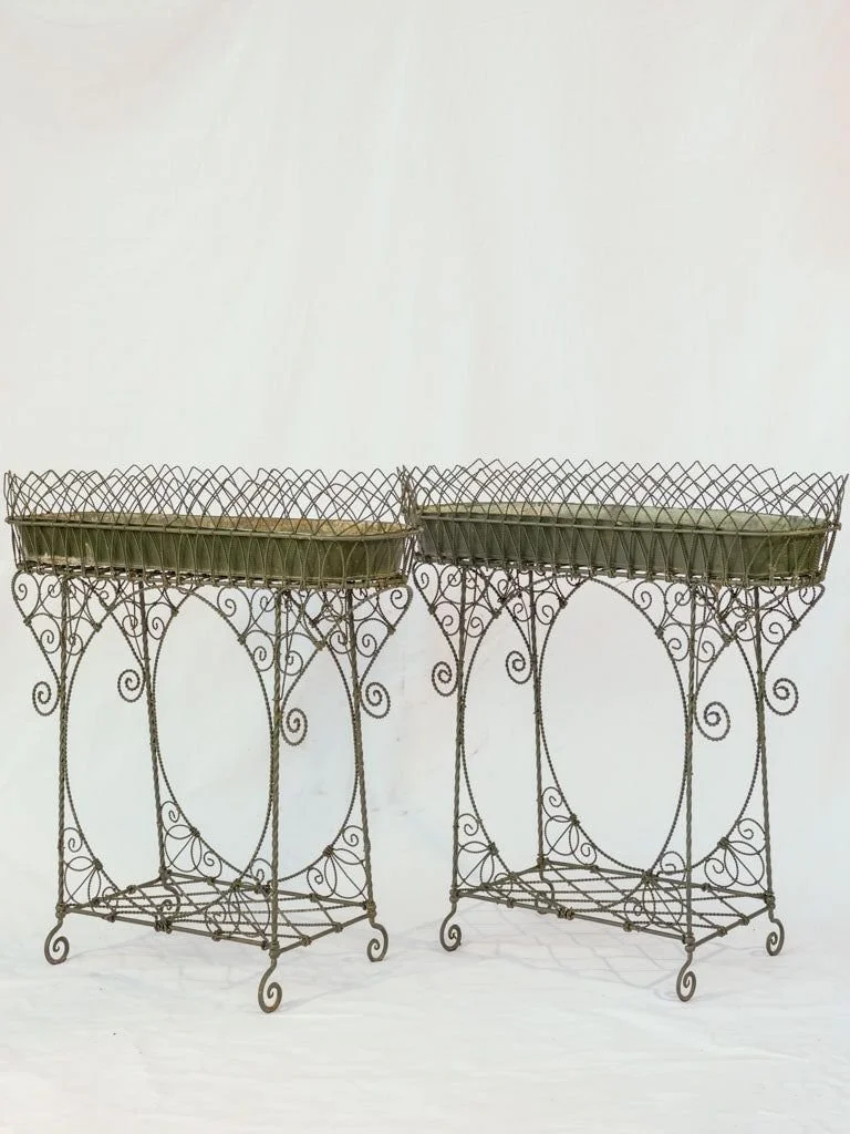 129_Pair of green antique French painted wir.jpg