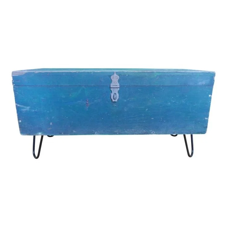 20th Century Rustic Green Toolbox Trunk.jpeg