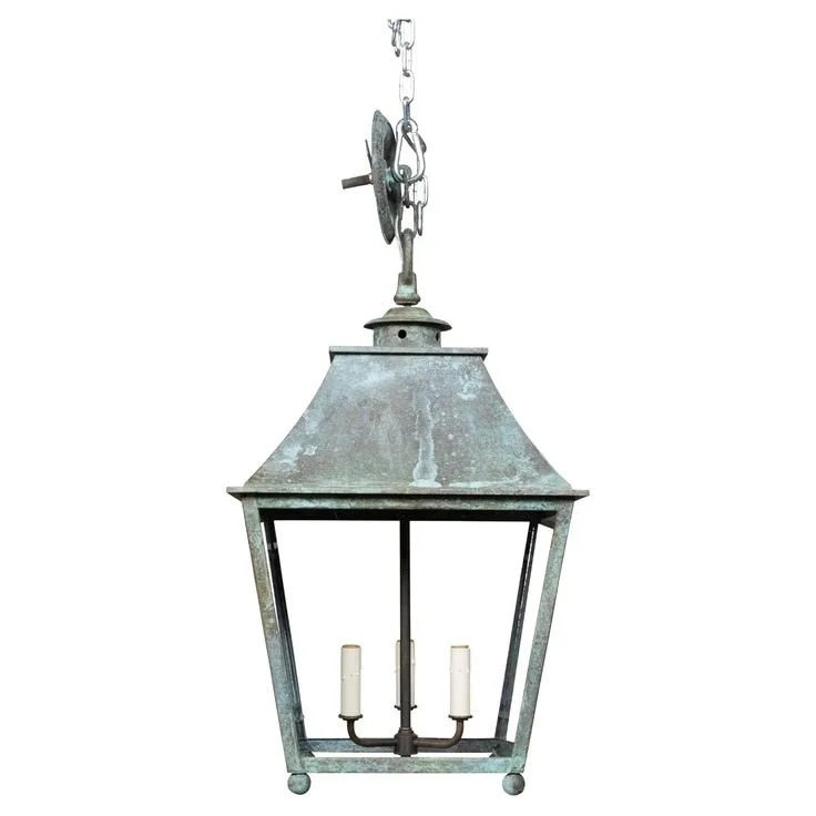 1stdibs Copper, Glass Three-Light Panels Usa Wired English Lantern.jpeg