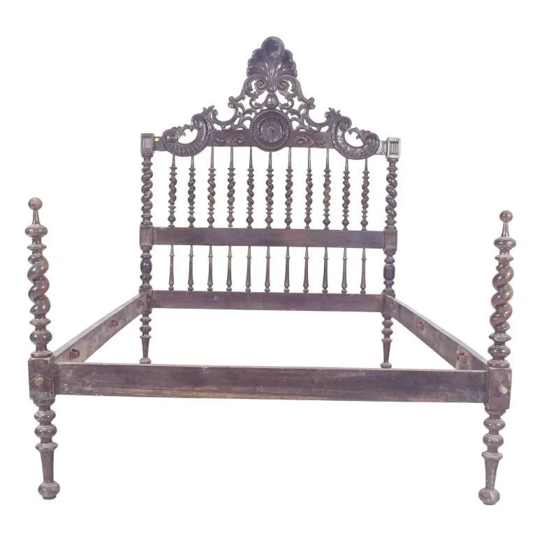 024_Portuguese Carved and Turned Double Bed,.jpg