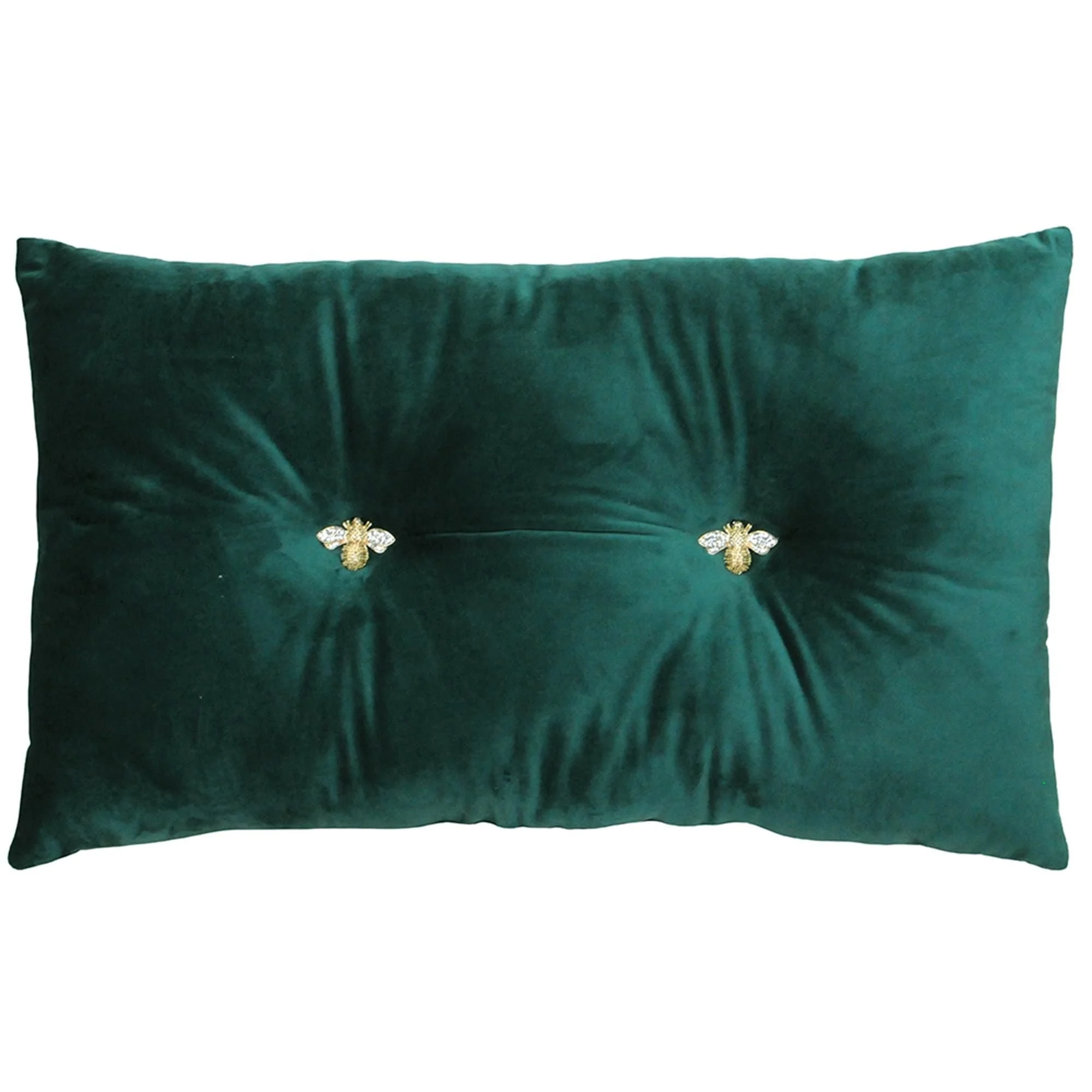 043_Teal Bumble Bee Velour Cushion.jpg