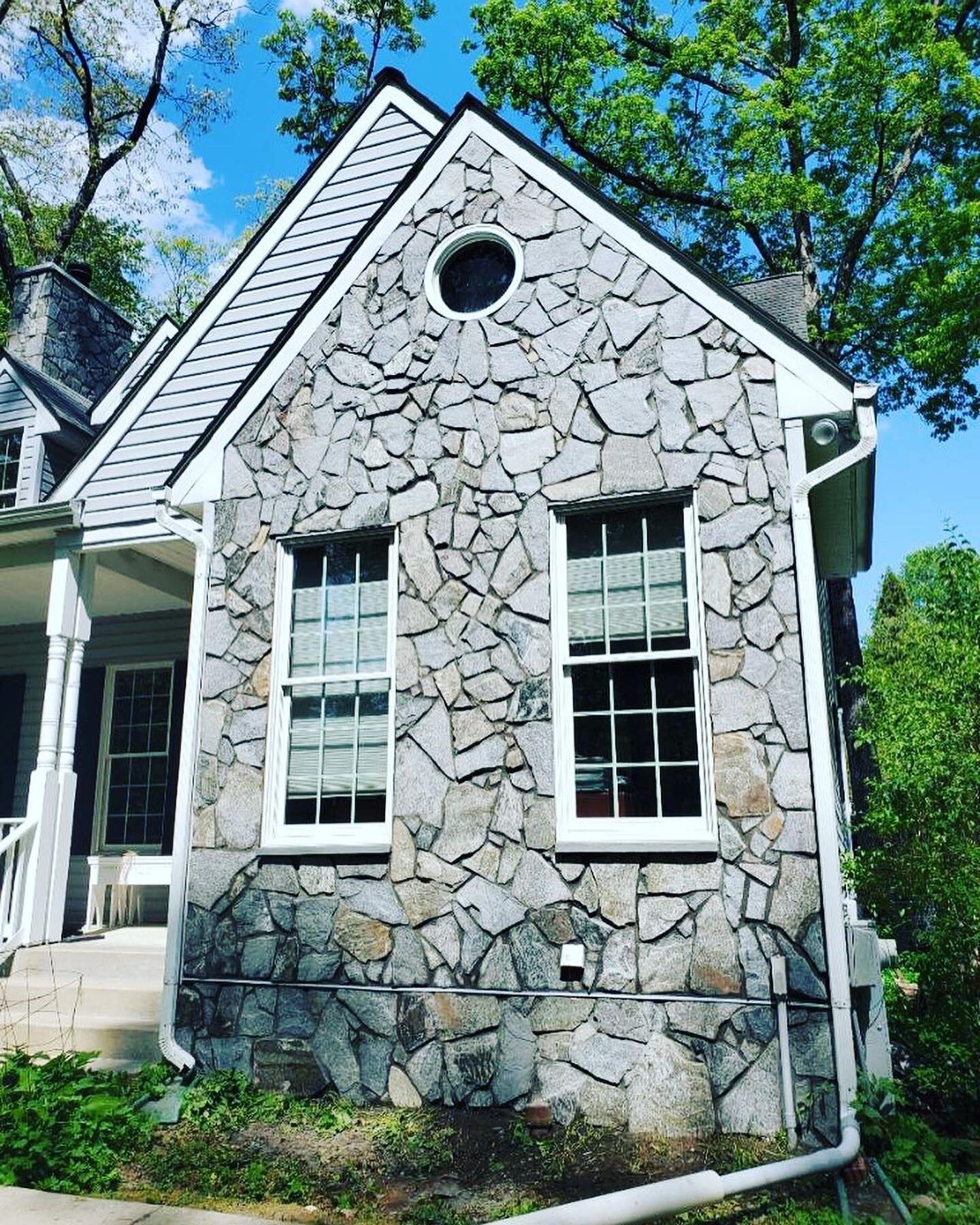 Upgrade of an exterior veneer with natural thin stone in dove gray. Scroll for before snapshot. Several stone color options are available. Contact us for a free project consultation and estimate for your next project. #homesweethome #welcomehome #cur