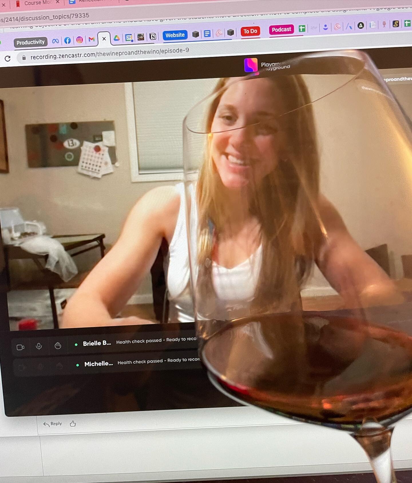 Most of the time, our podcast recording sessions look like this &mdash; a million tabs open (or maybe that&rsquo;s just Brielle&hellip;), a glass of wine in hand, and our central question of the day. We&rsquo;ve really gotten into a rhythm!

Michelle