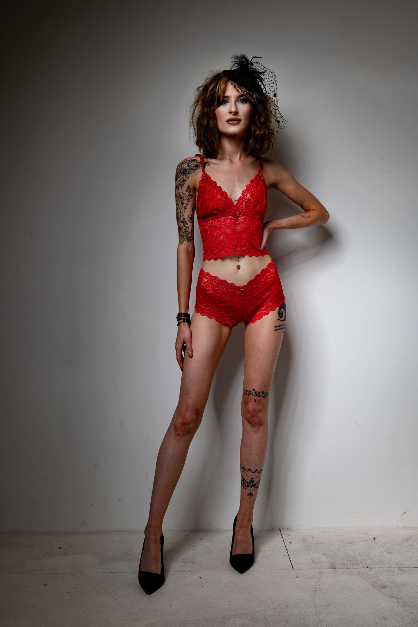 Christmas Red Lace Lingerie Bralette Set