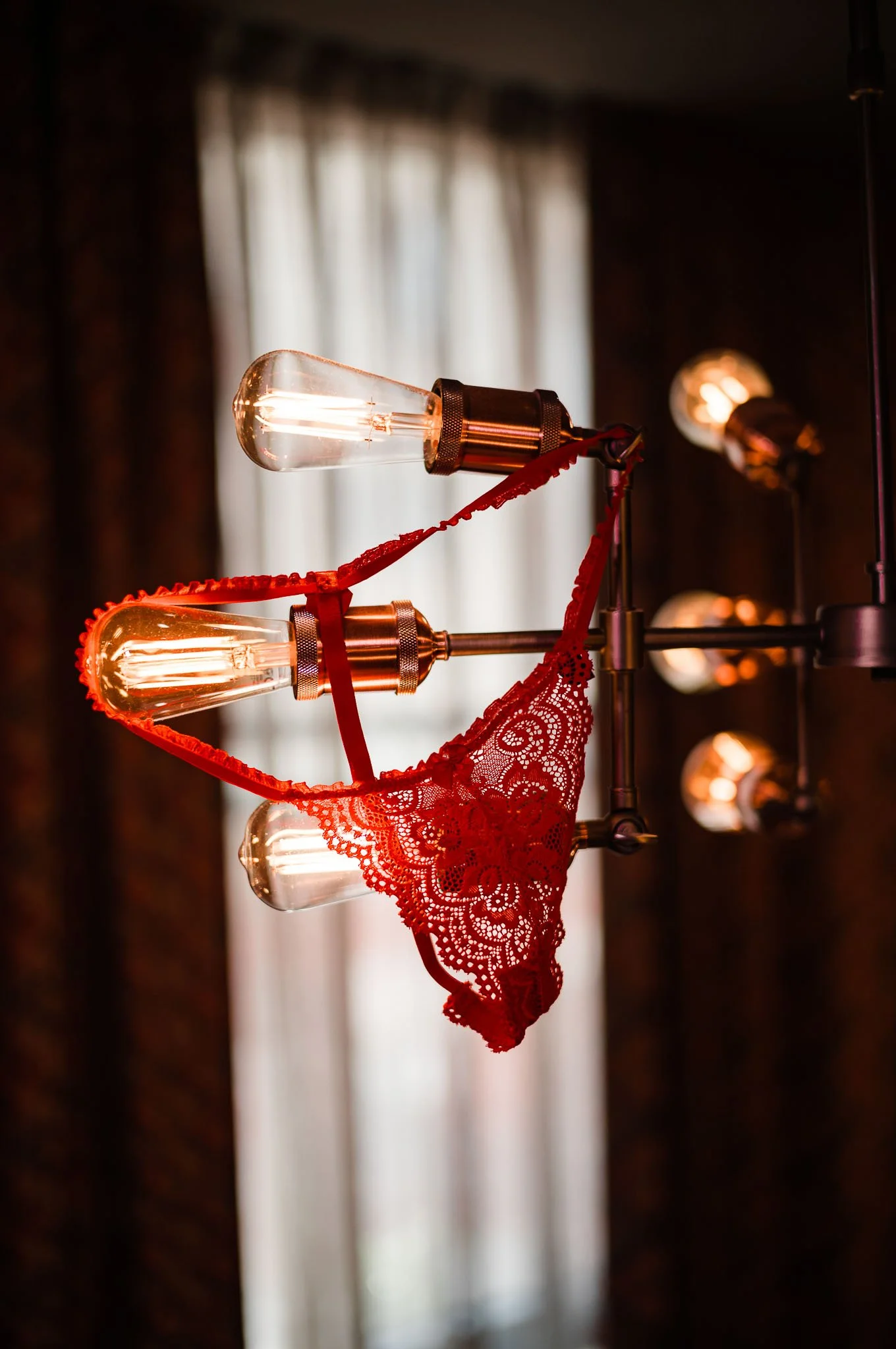 Red Floral Lace G-String Lingerie