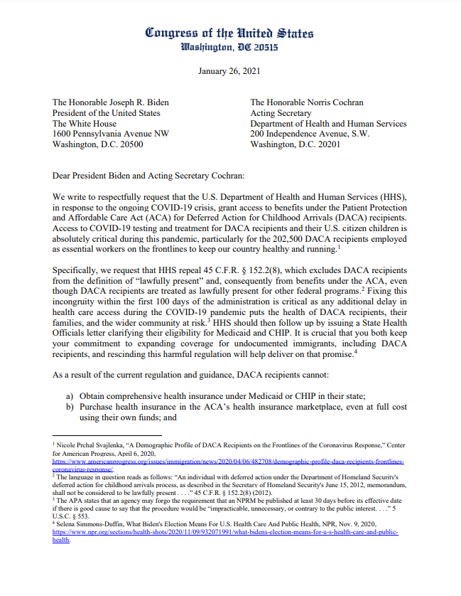 Roddenberry Foundation - 50 MEMBERS OF CONGRESS WRITE TO HHS SECRETARY ALEX AZAR REQUESTING THAT HHS EXPAND ACCESS TO THE ACA FOR DACA RECIPIENTS.png