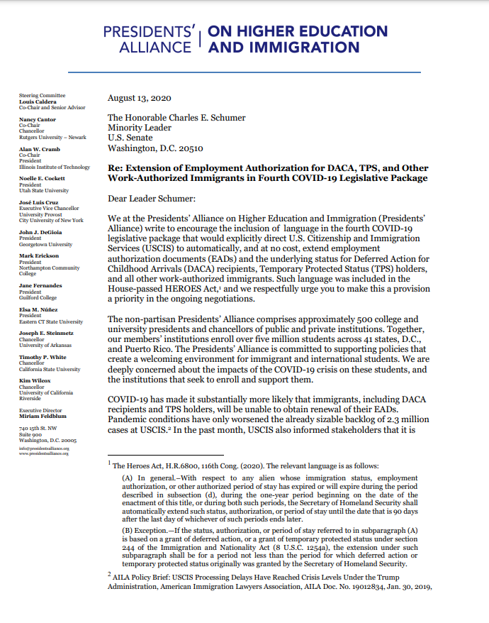 PA - LETTERS TO CONGRESSIONAL LEADERSHIP ON EXTENSION OF EMPLOYMENT AUTHORIZATION IN FOURTH COVID-19 LEGISLATIVE PACKAGE.PNG